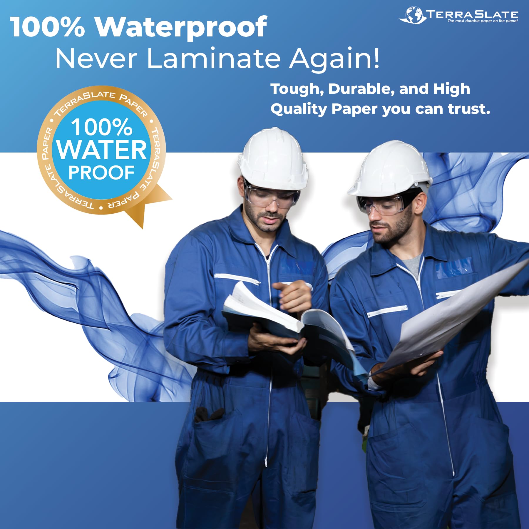 **TerraSlate Waterproof Laser Printer Paper - 8.5x11 Inches, 5 Mil Thick, 500 Sheets - Rain & Weatherproof for Outdoor Signs, Menus, Maps & More**