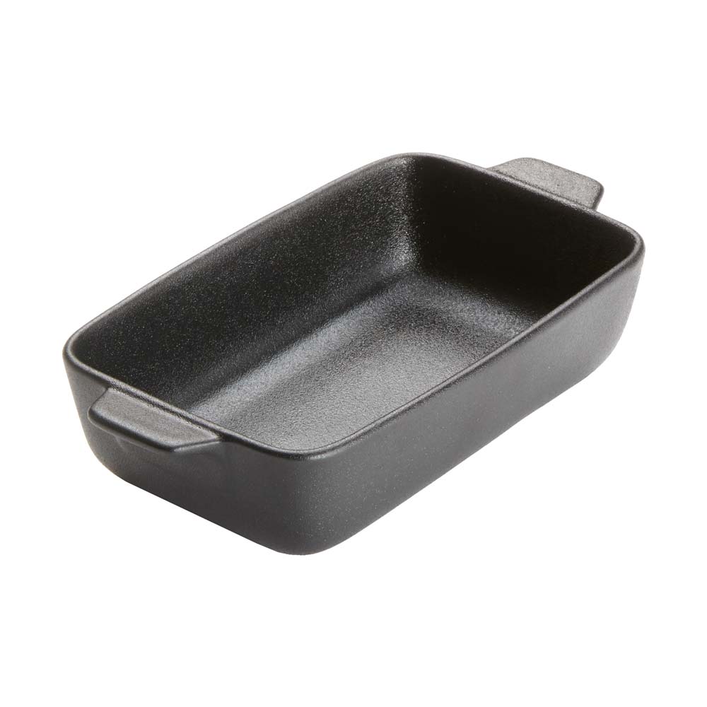 American Metalcraft PBB9 Porcelain Rectangular Casserole Dish with Handles - 20 oz, 7x4x2 Inches, Black Matte Finish - Perfect for Baking, Serving & Entertaining - Oven & Dishwasher Safe