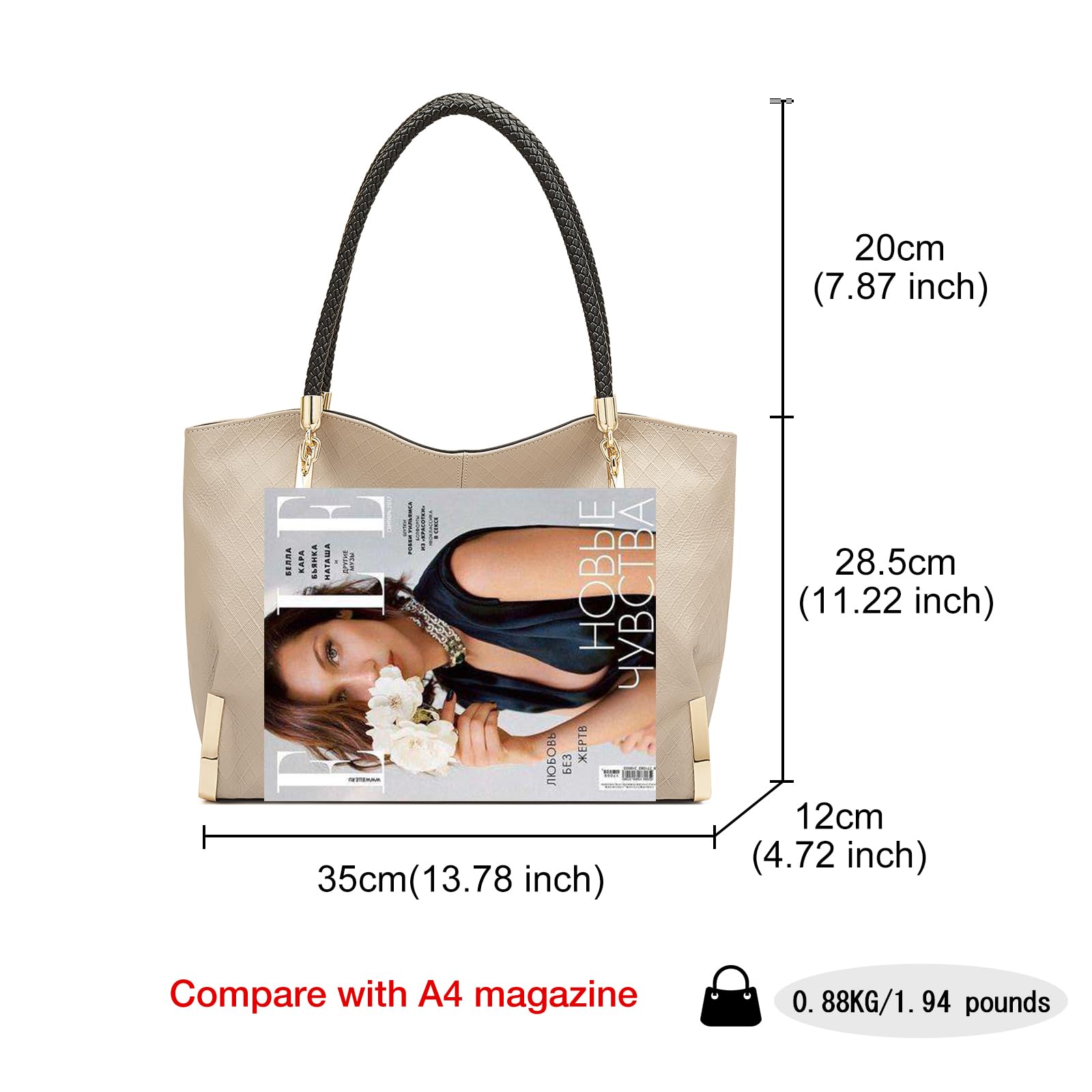 FOXLOVER Large Capacity Tote Bag for Women - Fashionable Top Handle Shoulder Purse with Minimalist Design | Perfect for Work, Travel & Everyday Use