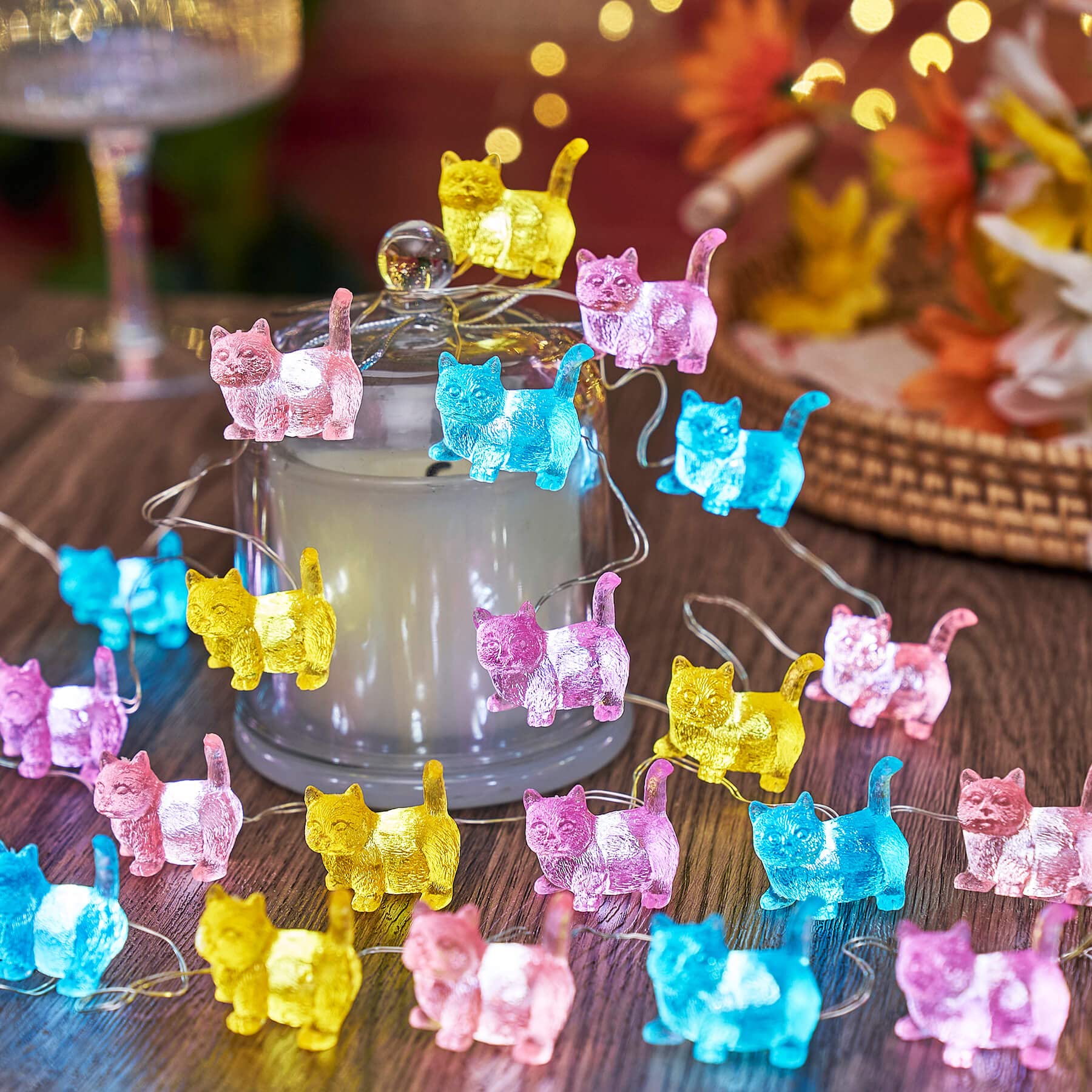 Cute Bartlett Kitty Cat LED String Lights - 20 LED 8.5ft Battery Operated Decorative Lights for Bedroom, Outdoor, Party | Perfect Cat-Themed Gift for Girls, Pet Birthday, Baby Shower & Christmas Decorations | Create Cozy Ambiance for Home, Garden, and Special Events