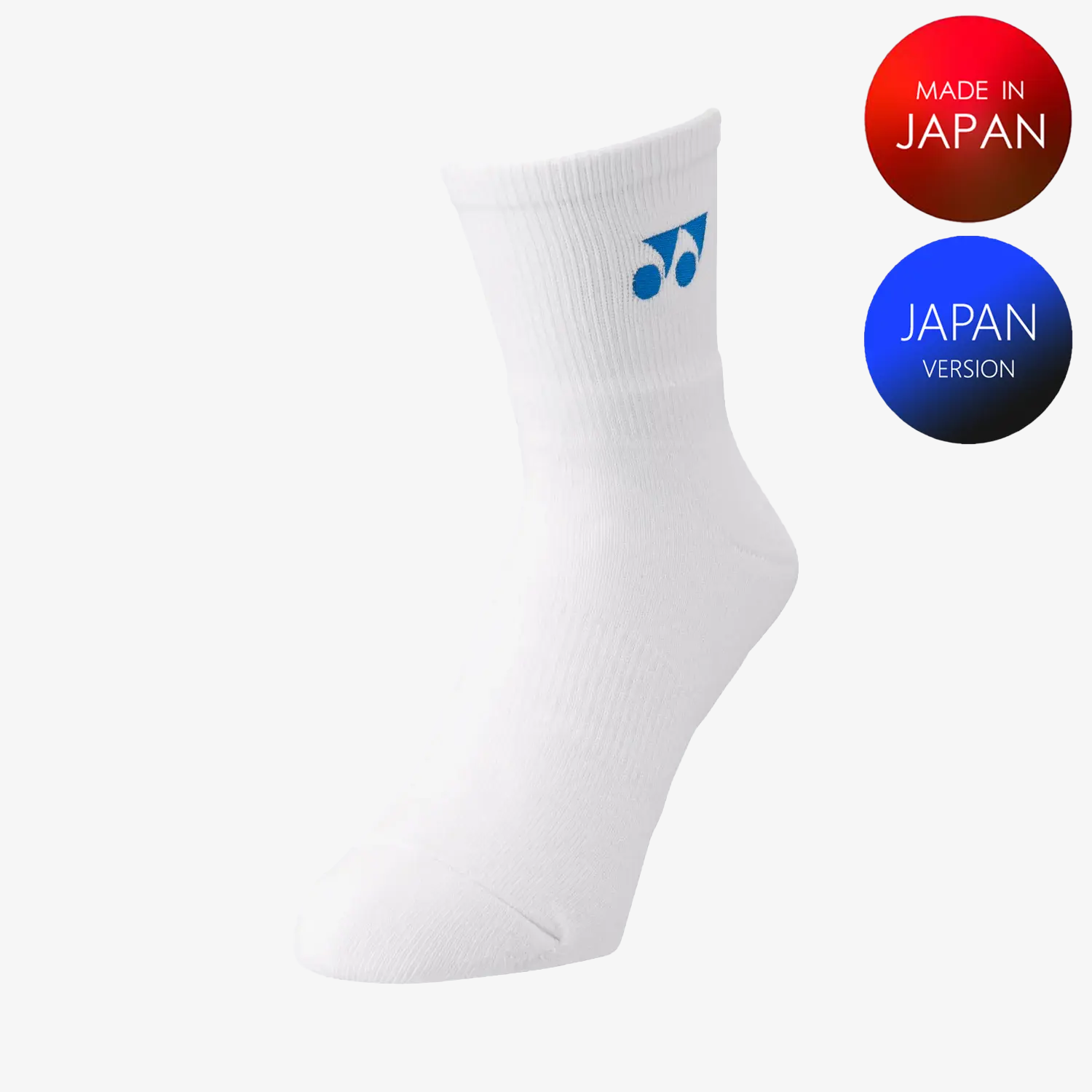 Yonex Men's Sports Crew Socks - White & Blue Athletic Socks for Running, Tennis & Gym Workouts - Size M (19122) - Moisture Wicking & Breathable Performance Socks