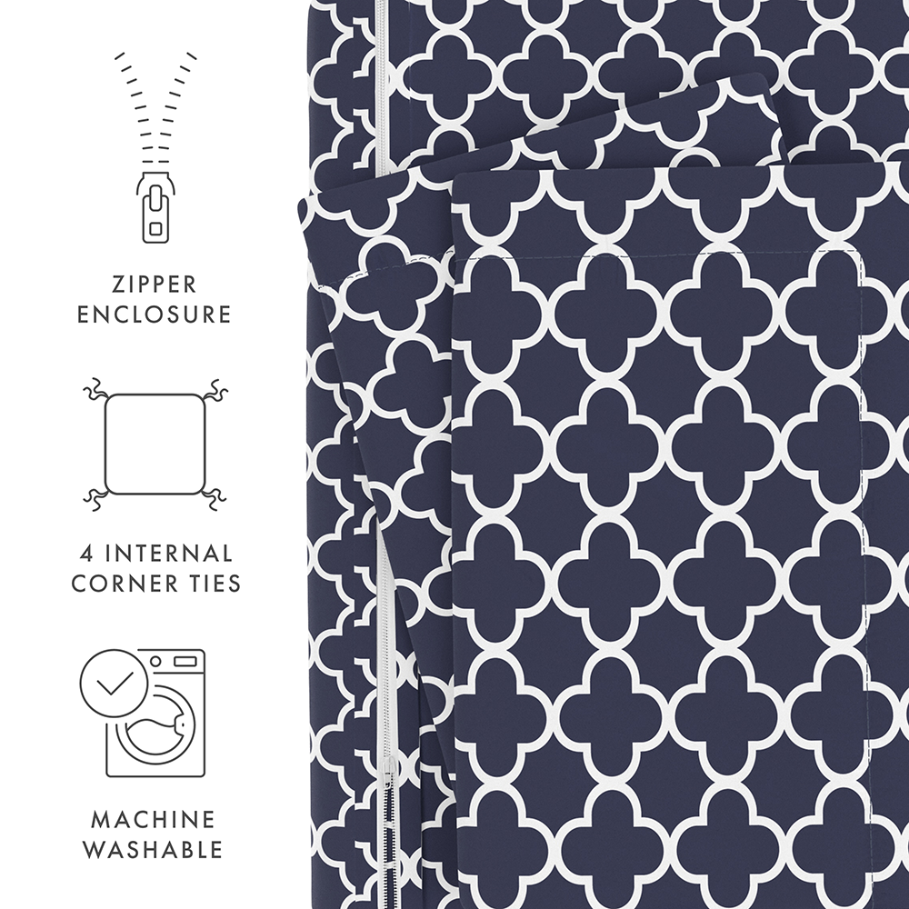 Quatrefoil Pattern 3-Piece Duvet Cover Set - Queen Size, 100% Cotton Bedding with Zipper Closure - Perfect for Master Bedroom, Guest Room & Dorm Decor