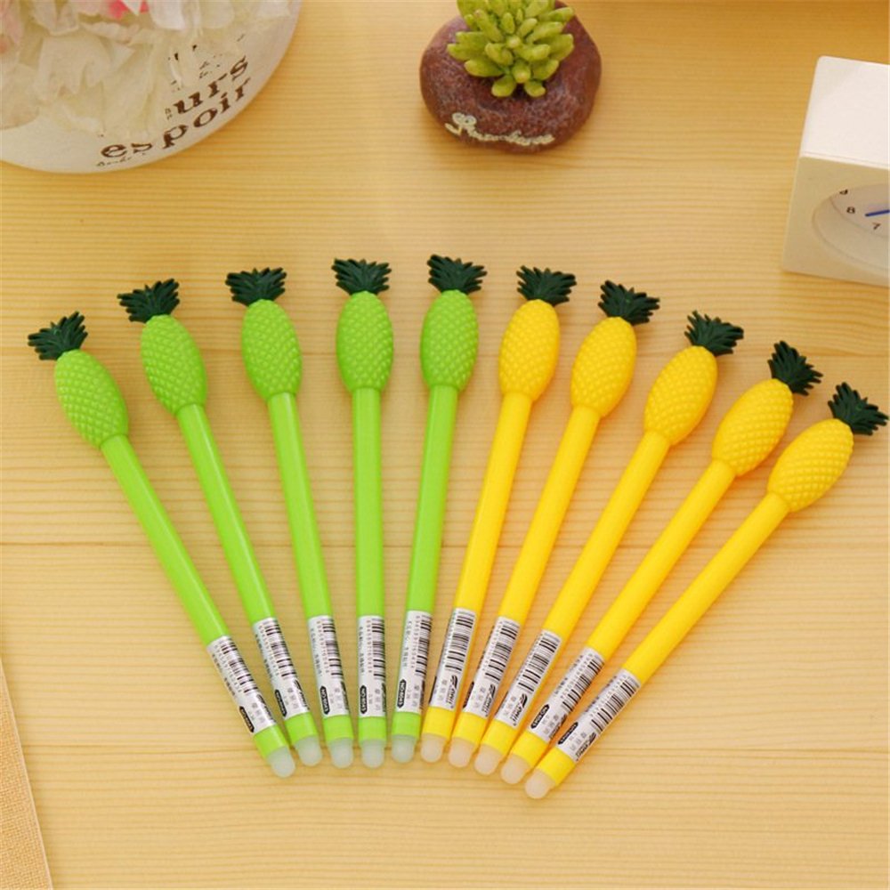 Kawaii Pineapple Shaped Gel Ink Pens - Cute Fruit Design for School & Office, Fun Stationery for Girls & Kids (6-Pack) - Perfect for Note Taking, Journaling & Gift Giving