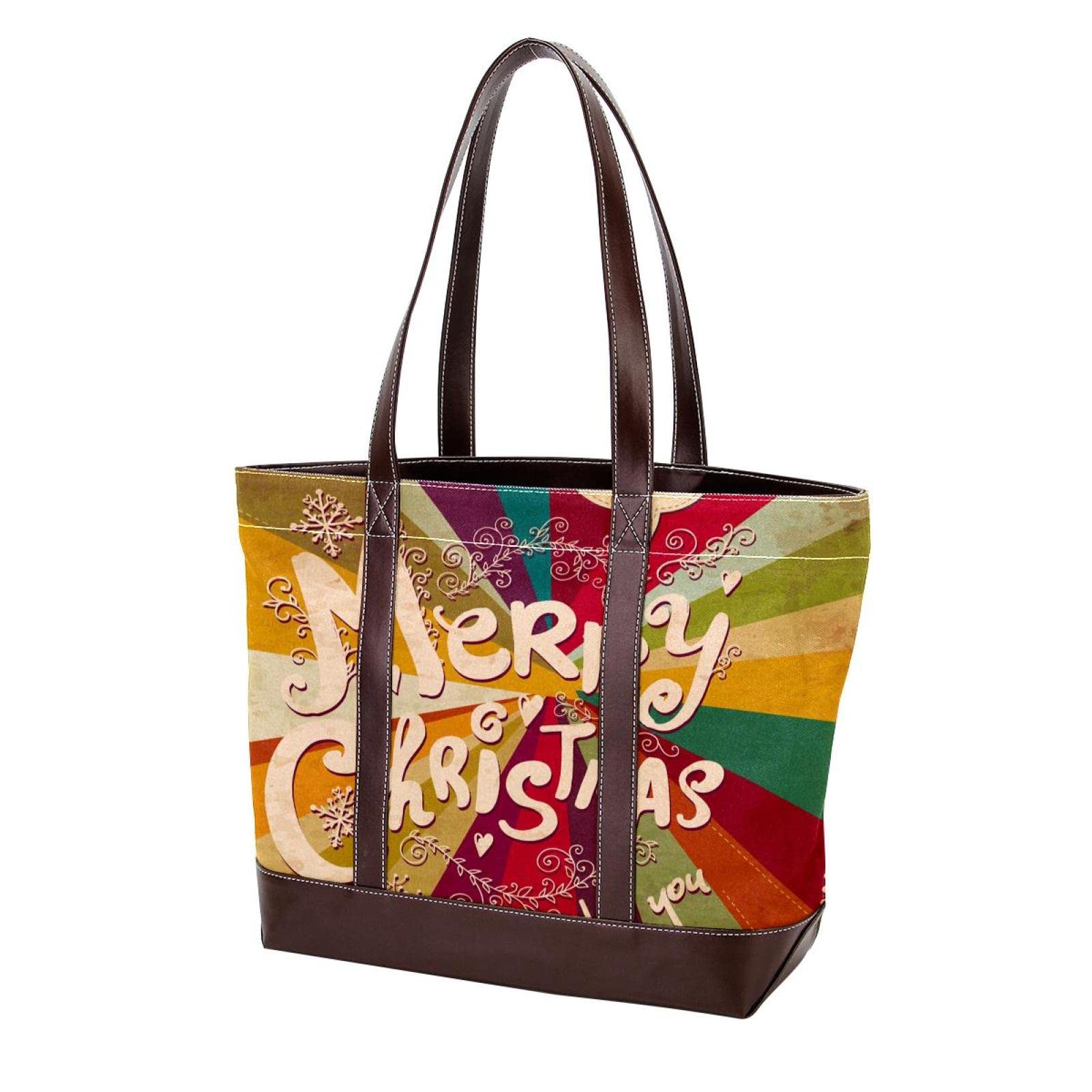 Stylish Large Leather Canvas Tote Bags for Women - Floral Illustration Top Handle Shoulder Satchel Hobo Purse | Perfect for Work, Shopping & Travel Accessories