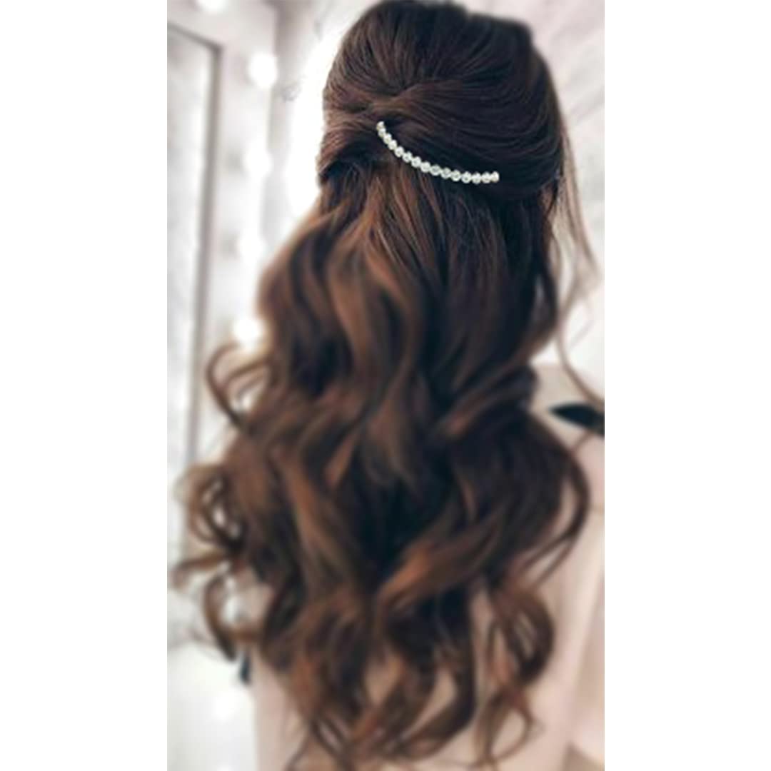 Elegant Silver Hair Comb Slide with White Stone - Hair Pin for Women & Girls, Perfect for Weddings, Parties & Everyday Styling - Hair Accessories (2466)