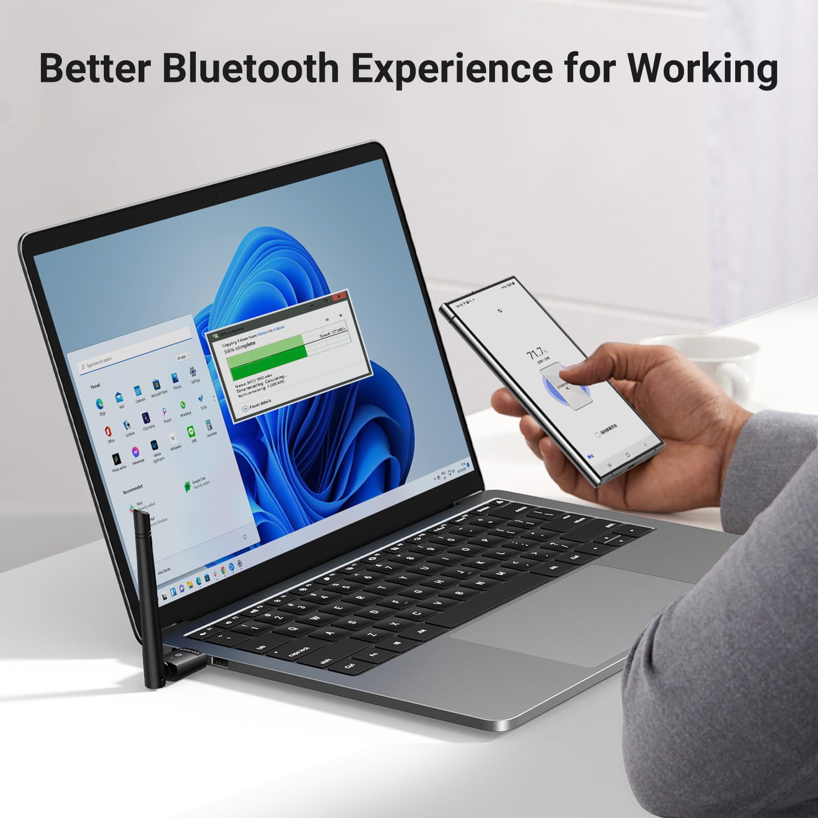 UGREEN Bluetooth 5.4 Adapter for PC & Laptop - USB Bluetooth Dongle with Long Range (BR+EDR+BLE) - Wireless Receiver for Bluetooth Mouse, Keyboard, Headphones, Speakers - Compatible with Windows 11/10/8.1 - Perfect for Home Office, Gaming, and Wireless Audio Streaming