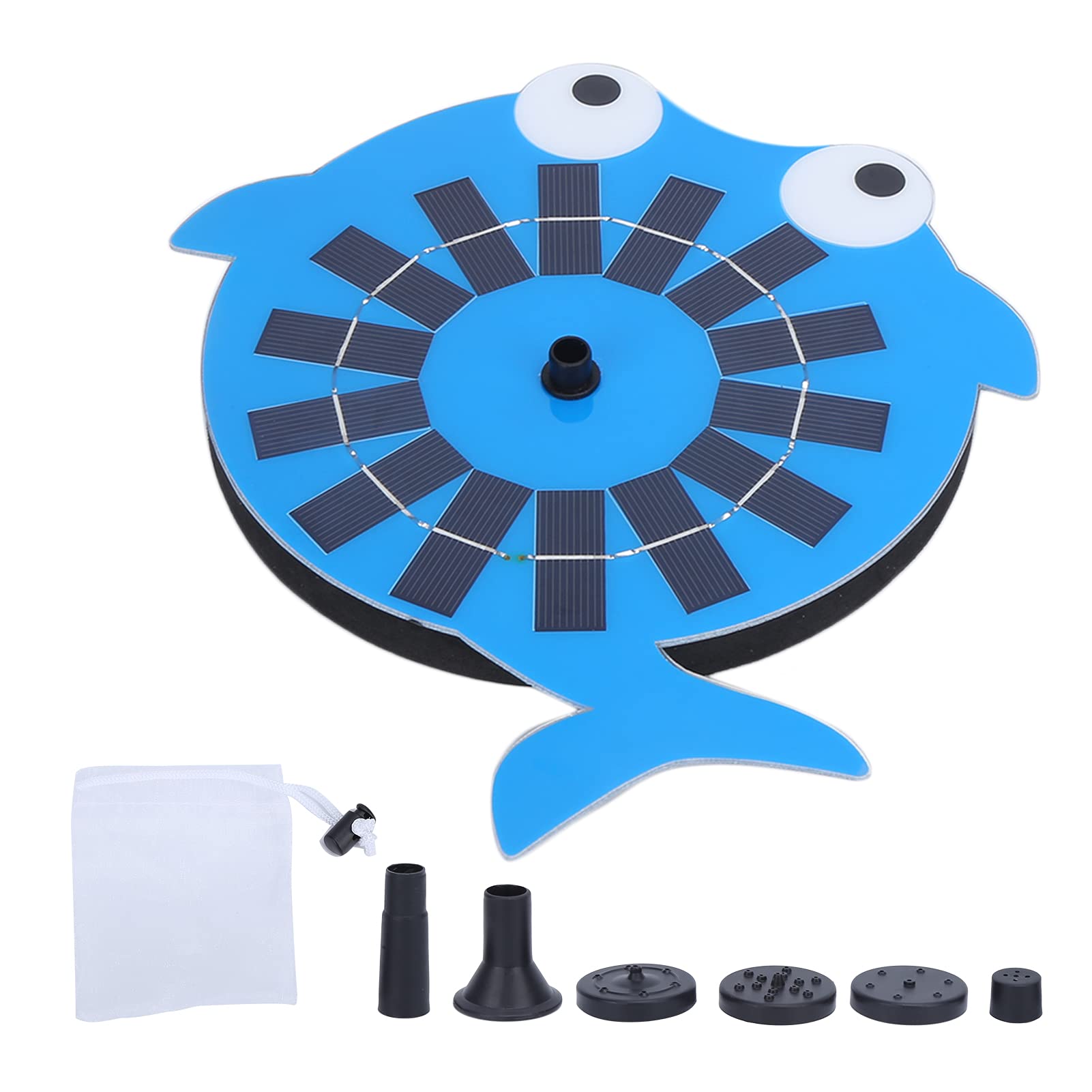 Solar Powered Fountain Pump with 6 Nozzles - Outdoor Water Pump for Bird Bath, Pond, Pool & Garden Decor - Solar Panel Water Feature for Patio, Yard & Backyard Landscaping