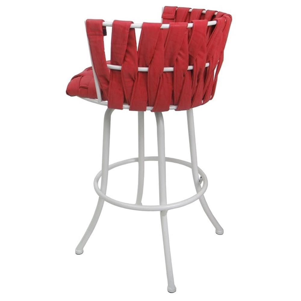 Metalona 30 Inch Adjustable Height Metal Bar Stool with Backrest - Red & White - Modern Kitchen Island, Breakfast Nook, Home Bar & Restaurant Seating