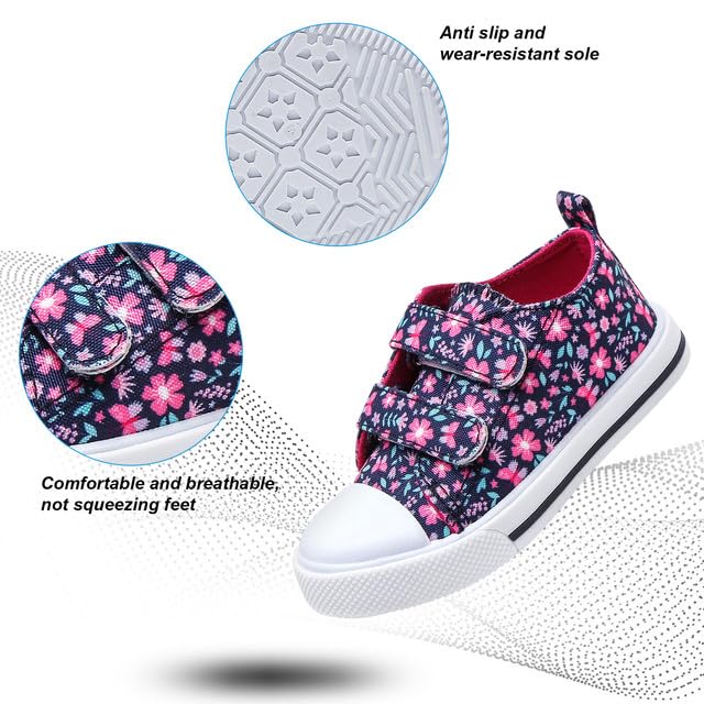 **Toddler Girls Canvas Sneakers - Cute Cartoon Hook & Loop Shoes for Kids - Perfect for Playtime, School & Everyday Wear**