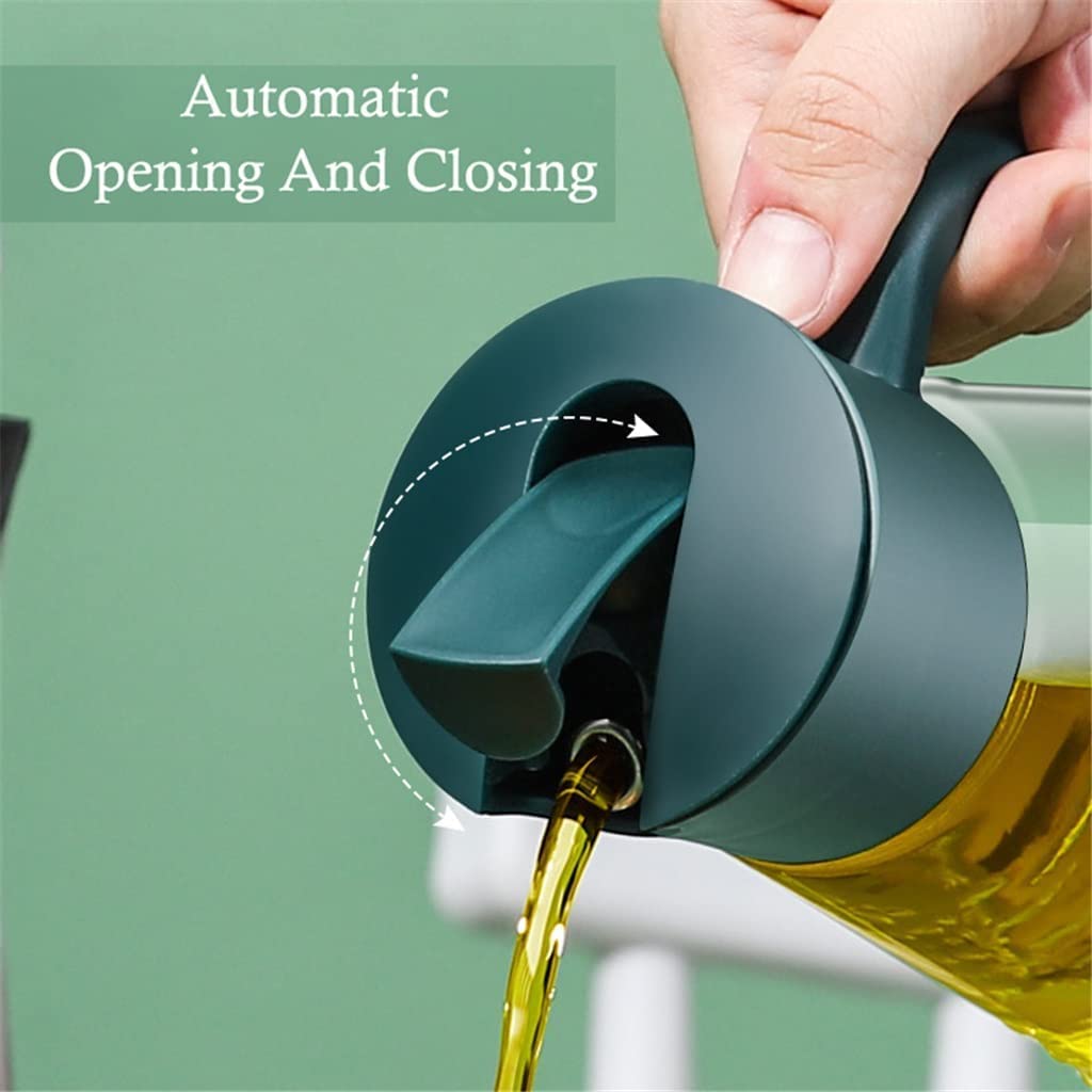 Automatic Opening & Closing Leakproof Olive Oil Dispenser Bottle for Kitchen - Plastic Condiment Container for Cooking, Seasoning & Salad Dressing - Perfect for Home Chefs & Meal Prep