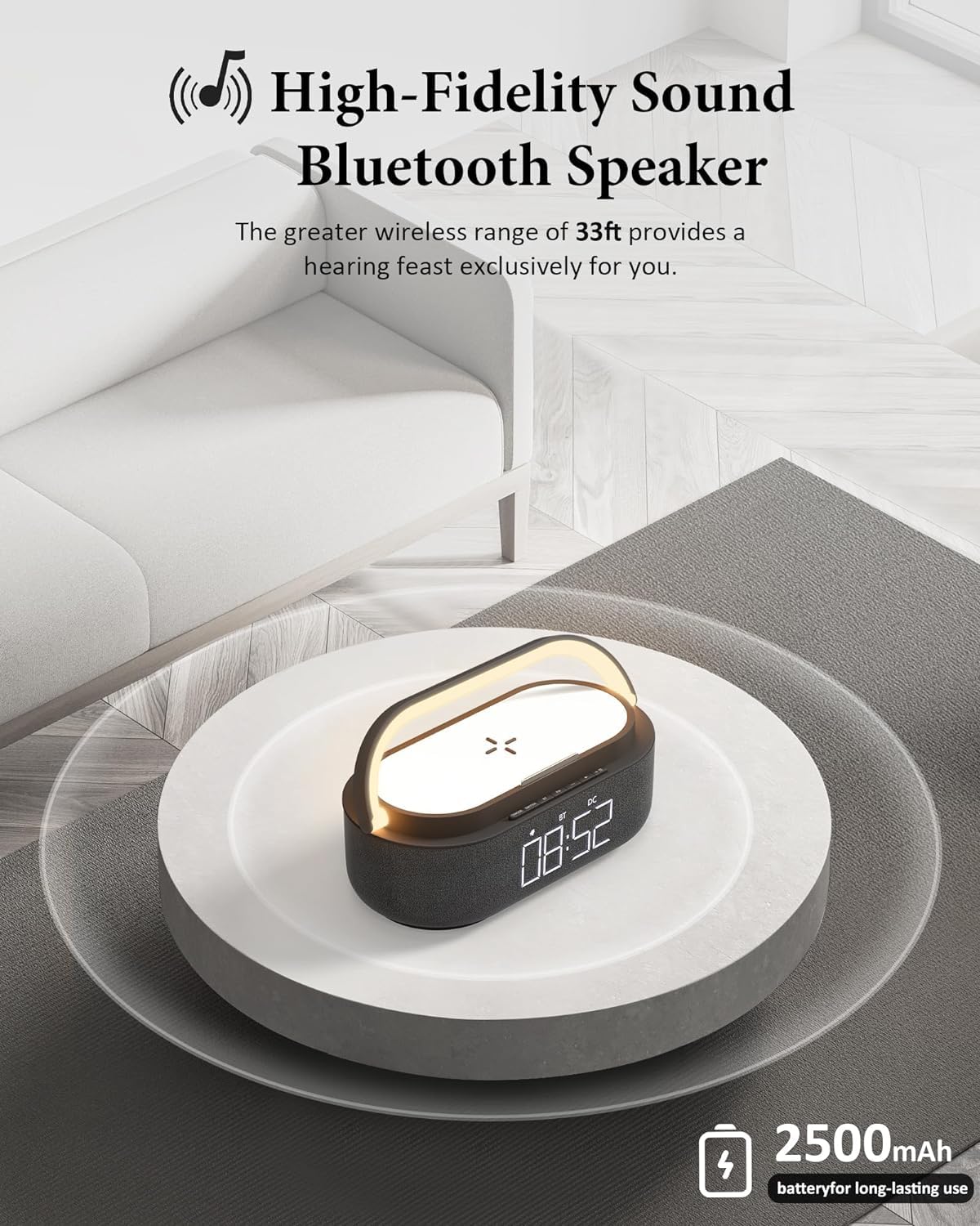 COLSUR Wireless Charging Digital Alarm Clock Radio - FM Radio, Bluetooth Speaker, USB Charging Port, LED Display, Phone Stand with Night Light | Perfect for Bedroom, Office, and Travel