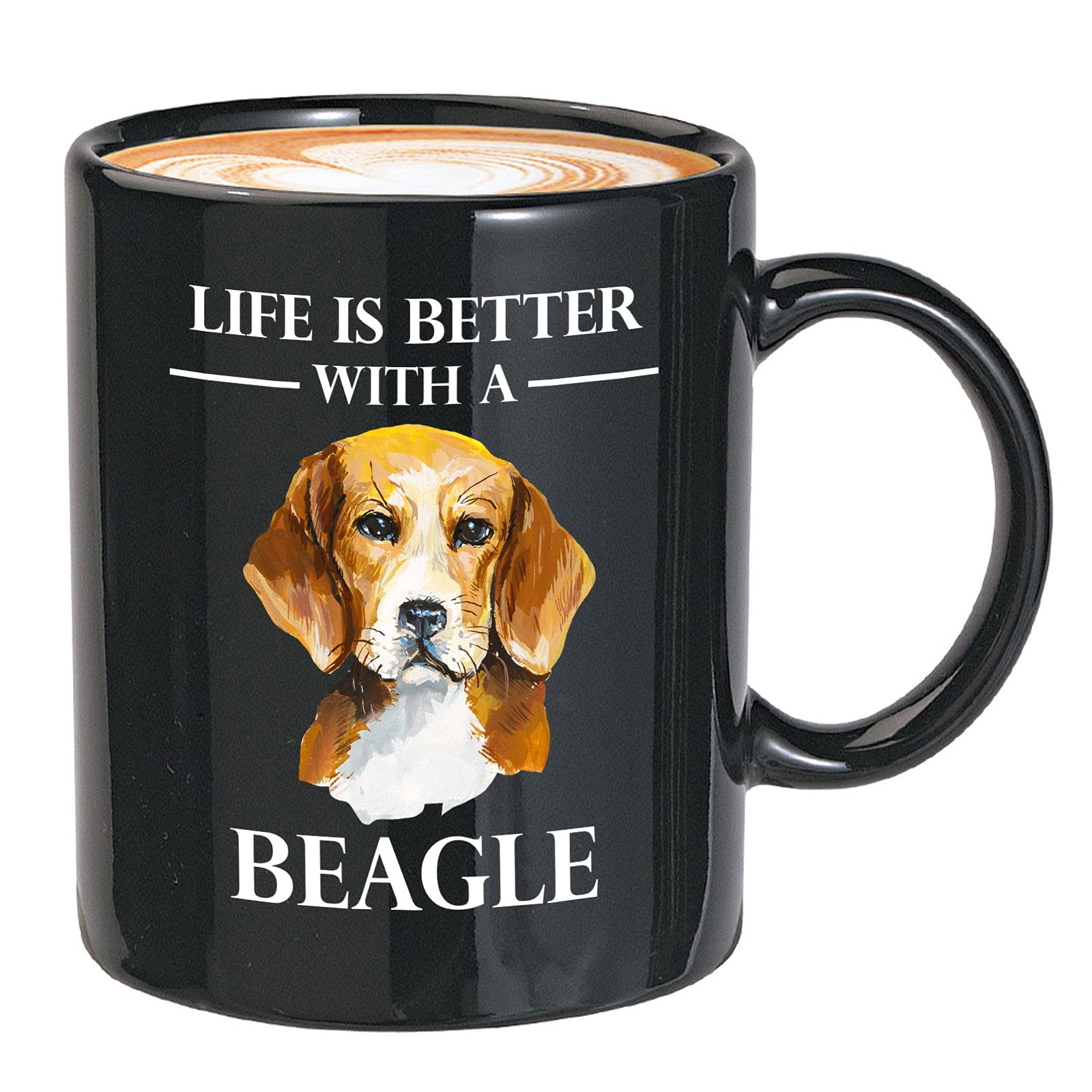 11 Oz Black Dog Lover Coffee Mug - Life Is Better With A Beagle - Perfect Gift for Dog Owners, Pet Lovers & Beagle Breed Enthusiasts - Great for Coffee, Tea or Hot Chocolate at Home or Office
