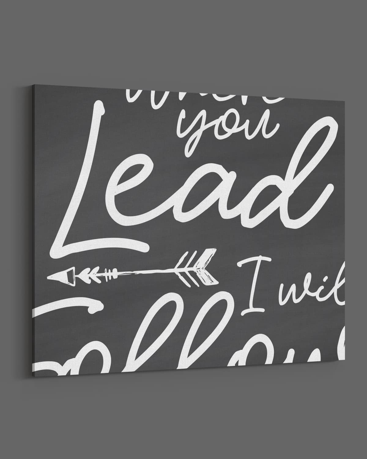 Minimalist Romantic Wall Art for Couples - 'Where You Lead I Will Follow' Canvas Print - Master Bedroom Decor - Ready to Hang 30x24 - Perfect Anniversary & Wedding Gift for Home Decor