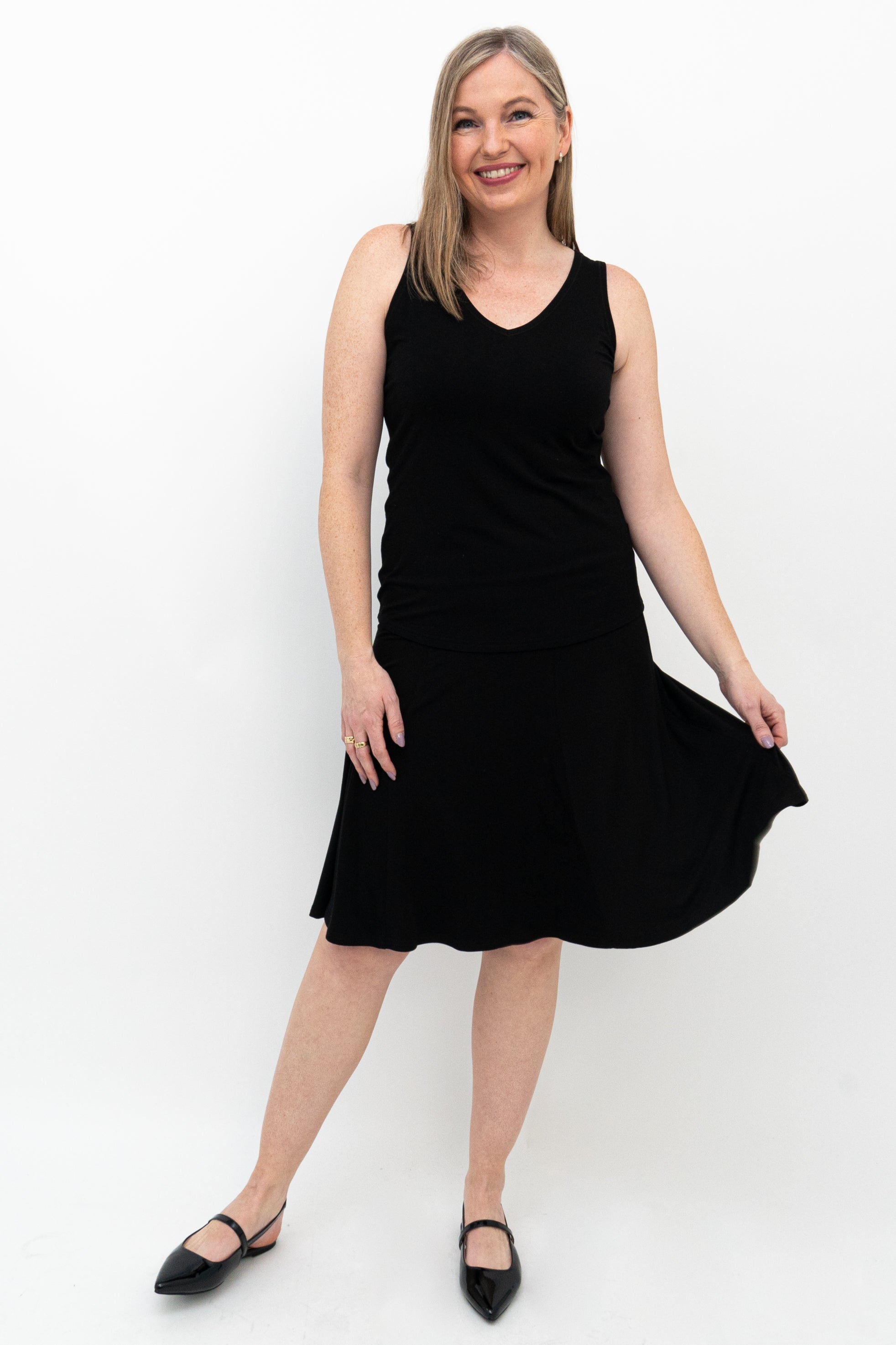 Aly Bamboo Skirt for Women - Soft & Comfortable Black Midi Skirt - Perfect for Casual Wear, Office & Summer Outfits