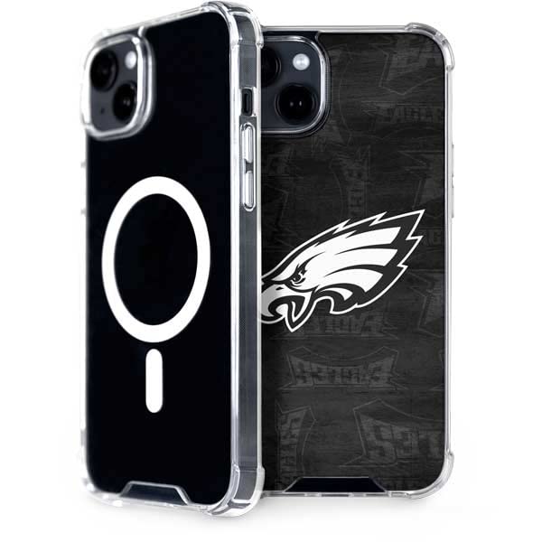 Skinit MagSafe Compatible iPhone 15 Plus Case - Officially Licensed NFL Philadelphia Eagles Black & White Design | Perfect for Eagles Fans, Game Day & Everyday Protection