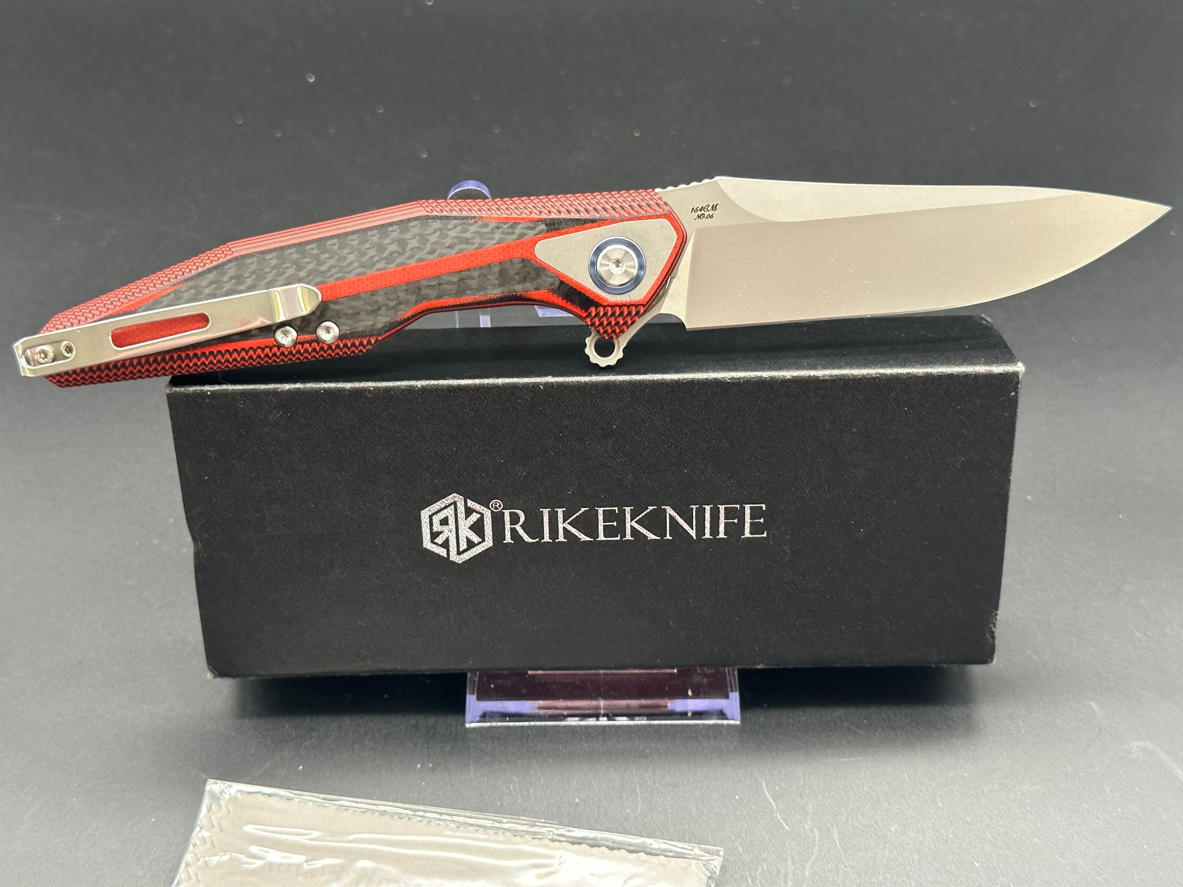 RIKE Tulay Integral Folding Knife - Red G10 & Carbon Fiber Handle - EDC Pocket Knife for Outdoor, Camping, and Everyday Carry