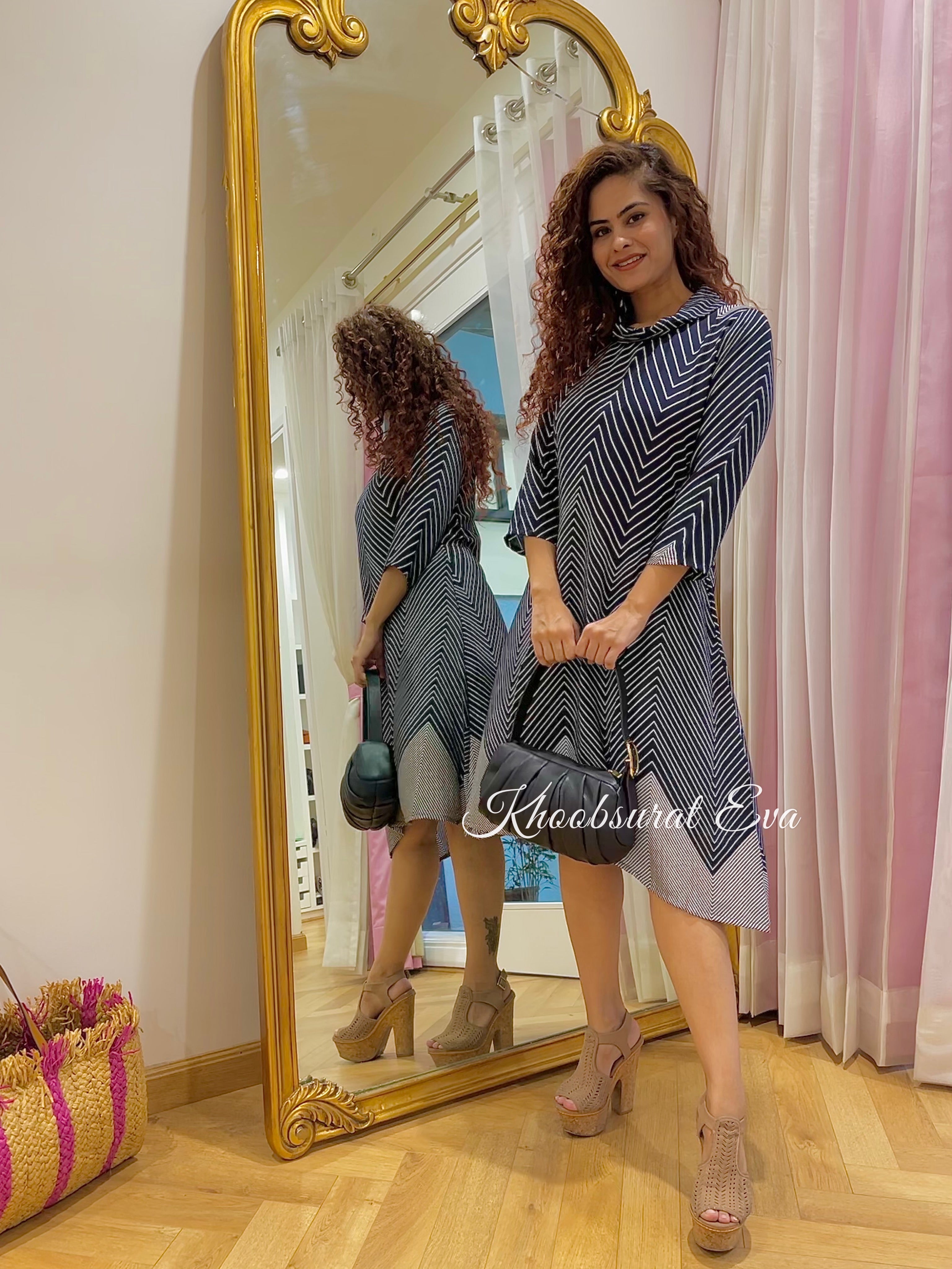 Navy Printed Versatile Coord Set for Women - Stylish Matching Outfit for Casual Wear, Travel & Everyday Fashion