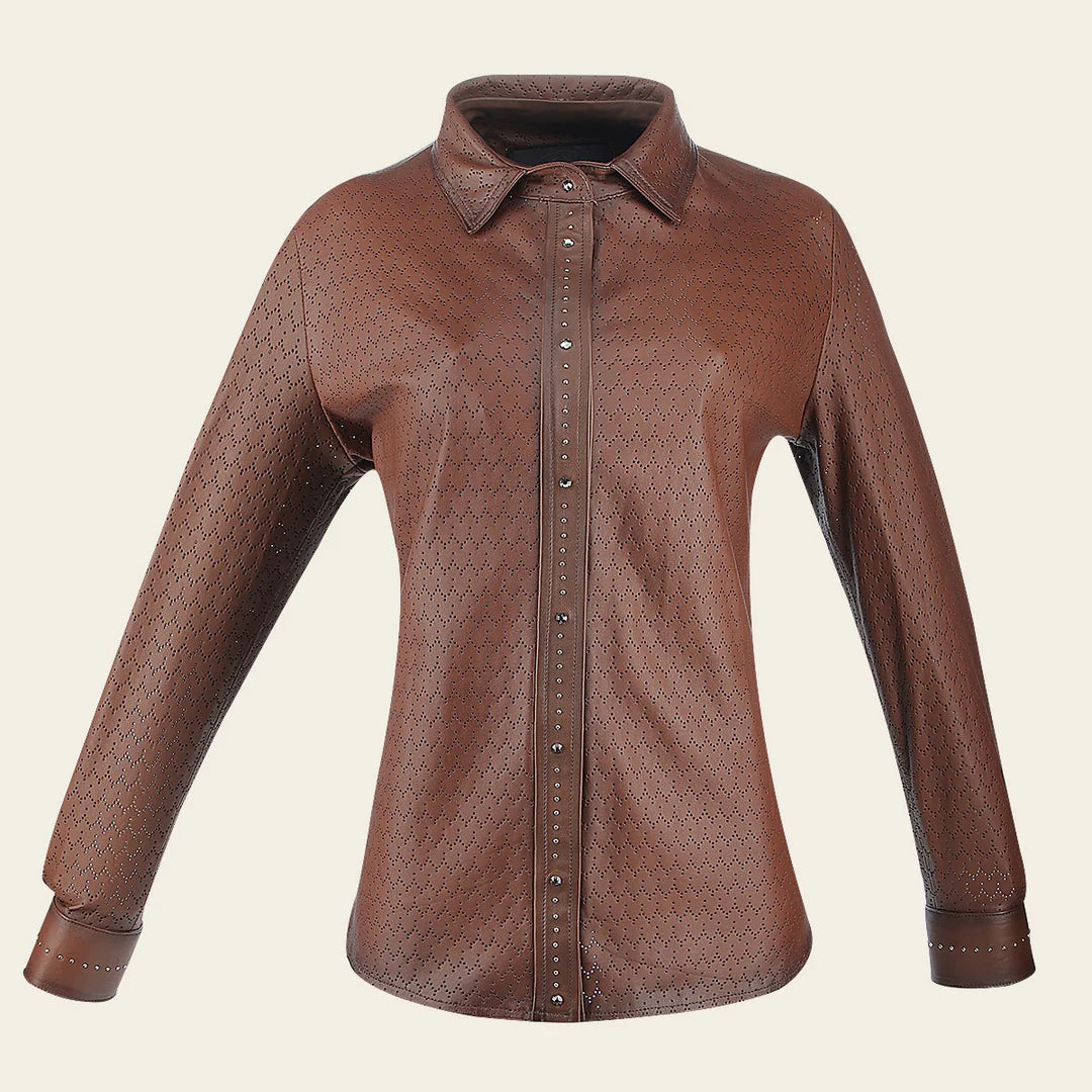 **M353COC Women's Western Fashion Brown Lambskin Leather Camisole - Stylish & Comfortable for Cowgirl Outfits, Rodeo Events & Casual Wear**