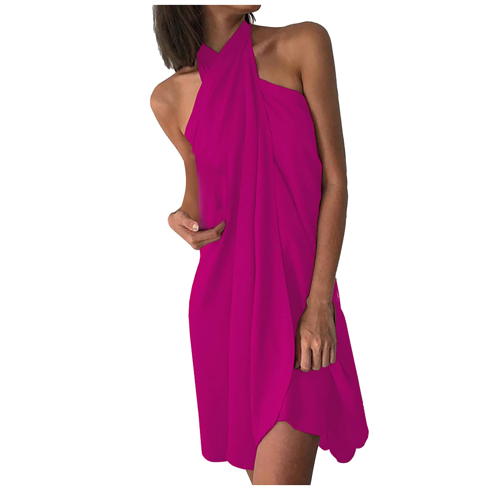LOOKAA Women's Bohemian Summer Dress - Sexy Casual Halterneck Sleeveless Flowy Maxi Dress for Beach, Party & Vacation | Hawaiian Style Boho Chic Dress for Women
