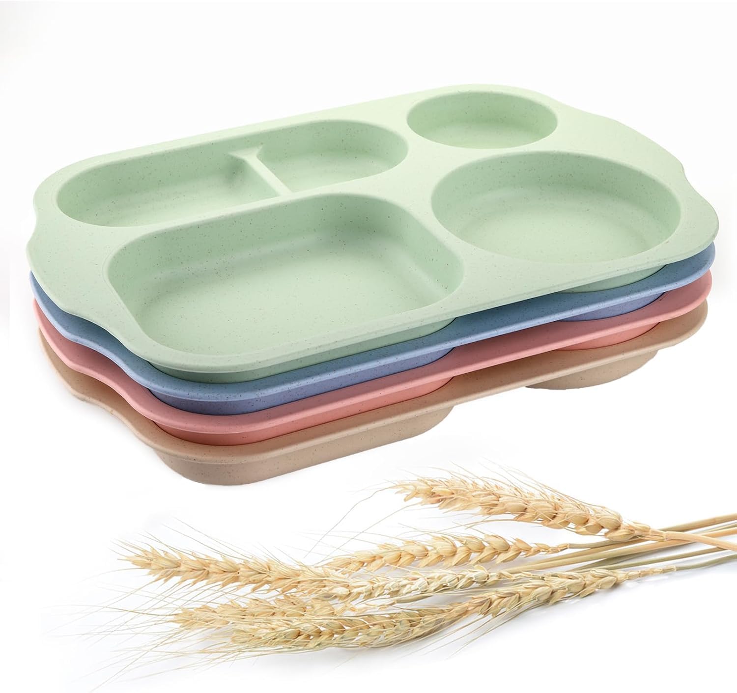 **Nicunom 8 Pack Unbreakable 5-Compartment Wheat Straw Divided Plates – BPA-Free, Microwave & Dishwasher Safe, 11 Inch – Perfect for Kids & Adults Lunch, Picnics, School, and Office Meals**