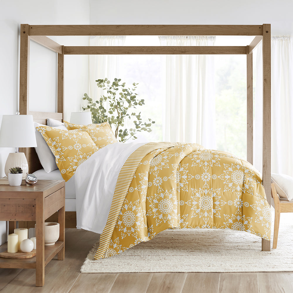 Soft & Cozy Patterned Down Alternative Comforter Set - All-Season Bedding for Master Bedroom, Guest Room & Dorm - Hypoallergenic & Machine Washable