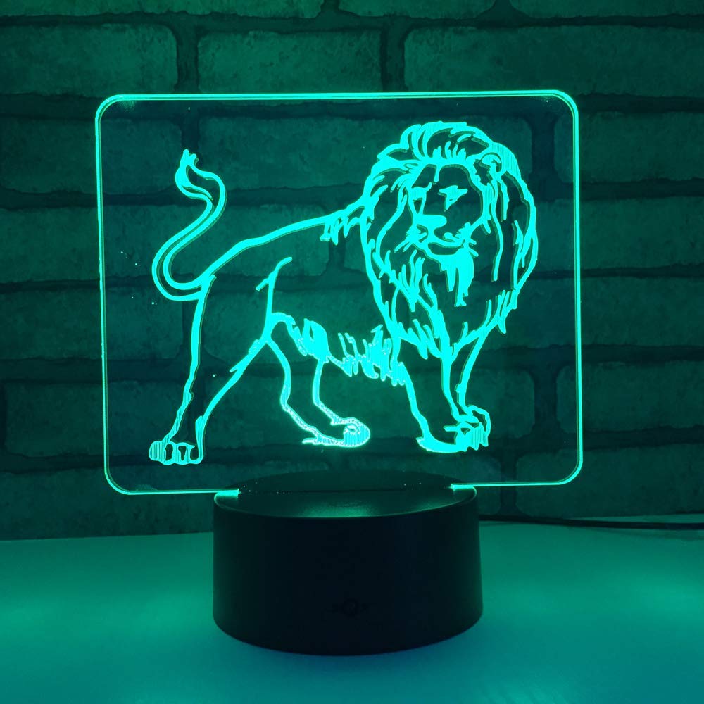 3D Lion Night Light - USB Powered Touch LED Desk Lamp with 7 Color Changing Modes, Optical Illusion Decor for Kids Room, Birthday Gift & Home Decoration | Perfect for Nursery, Bedside, Study Table & Party Decor