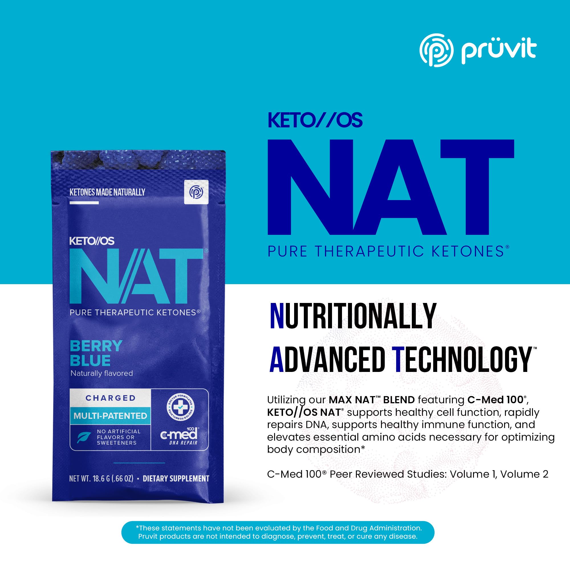 PRÜVIT Keto//OS NAT® Berry Blue Keto Supplements – Ketogenic Diet Support, Exogenous Ketones for Weight Loss & Energy Boost (20 Count) | Perfect for Low-Carb Lifestyle & Fitness Enthusiasts