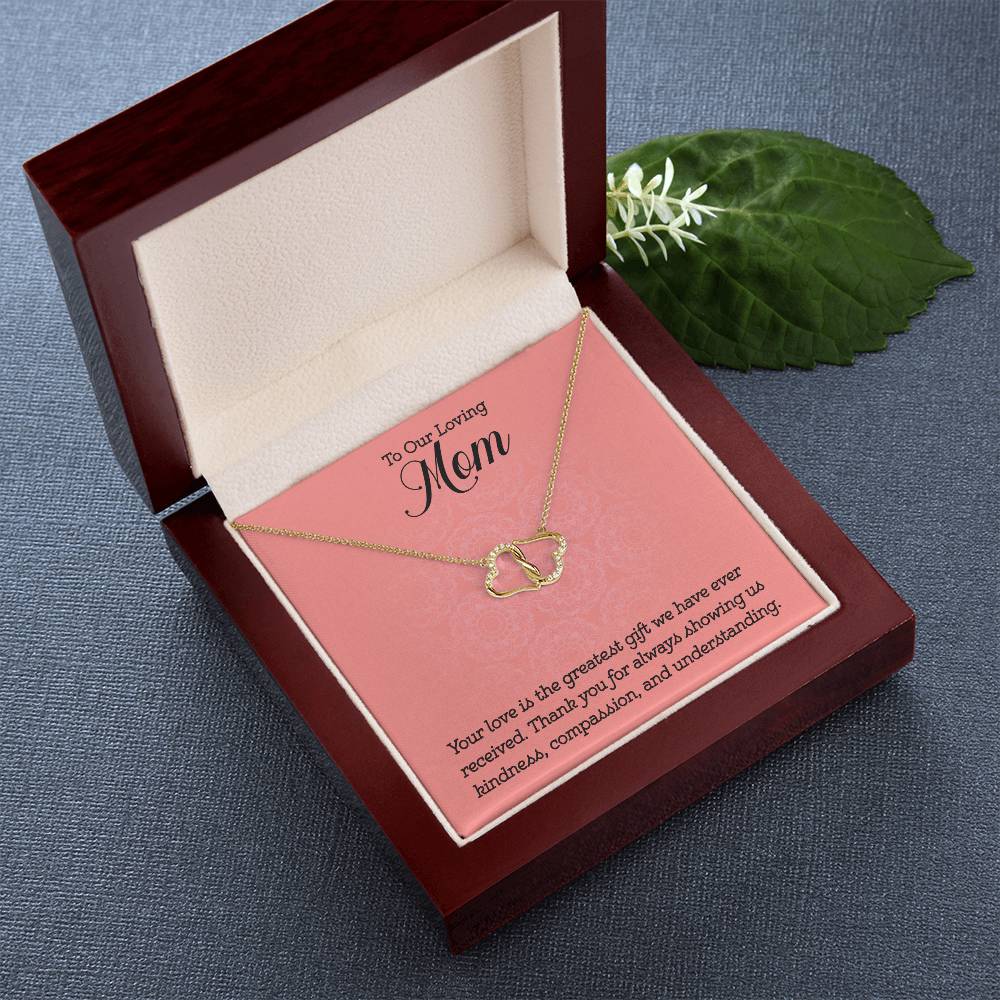 Gold Diamond Heart Necklace for Mom - Elegant Mother's Day Gift from Kids | Perfect for Birthday, Anniversary & Special Occasions