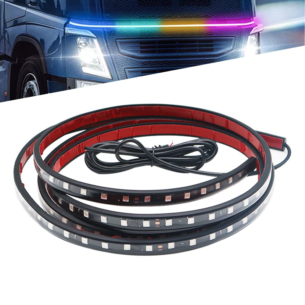 24V 5050SMD Strobe Running Streamer LED Strip Lights - Flexible DRL Decorative Lighting for Van/Truck Tailgate - Dynamic Atmosphere Light (1.5M) - Perfect for Car Shows, Parties & Nighttime Vehicle Decoration
