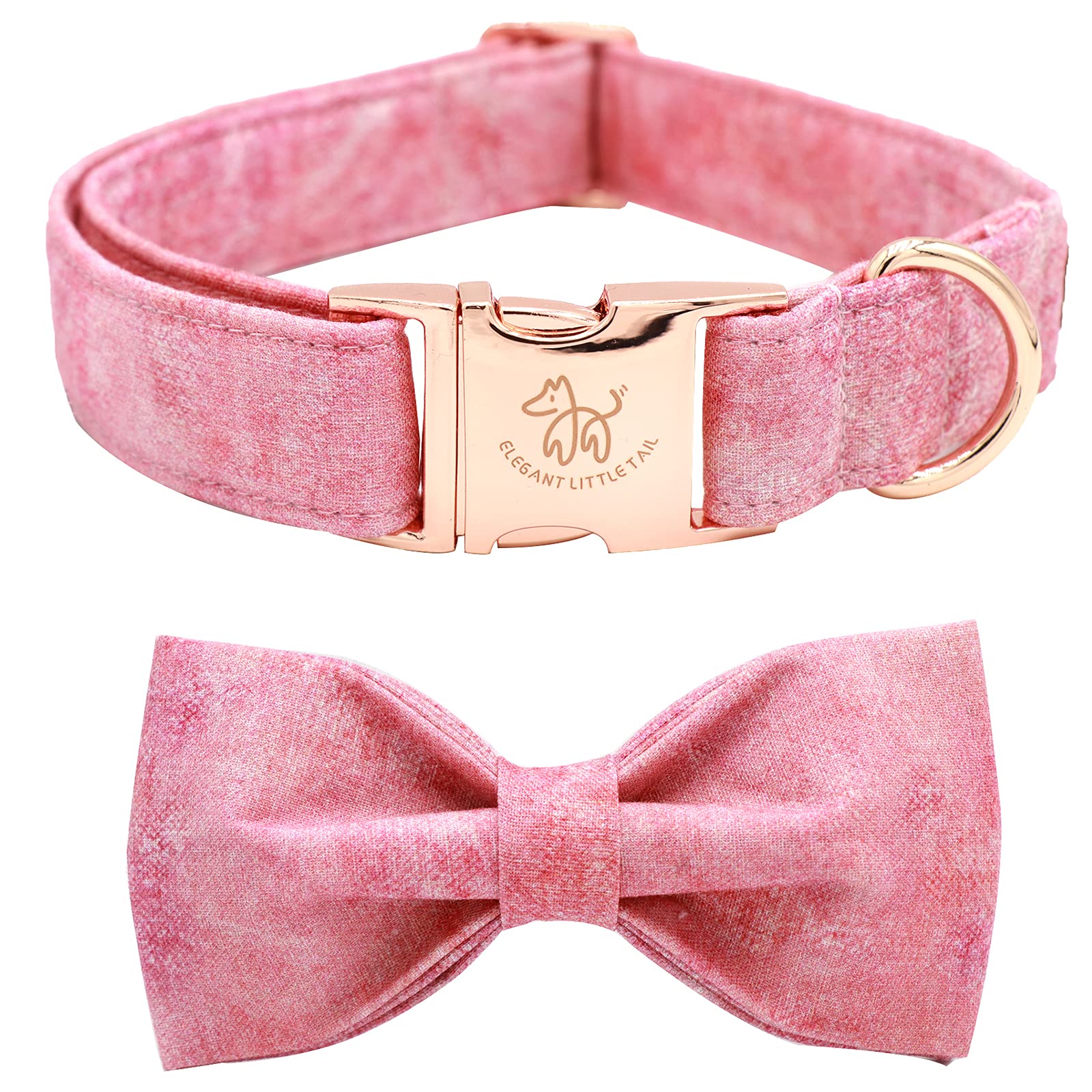 Pink Colorful Adjustable Dog Collar with Soft Bow Tie - Elegant & Comfortable Pet Collar for Large Dogs - Perfect for Daily Walks, Training & Special Occasions