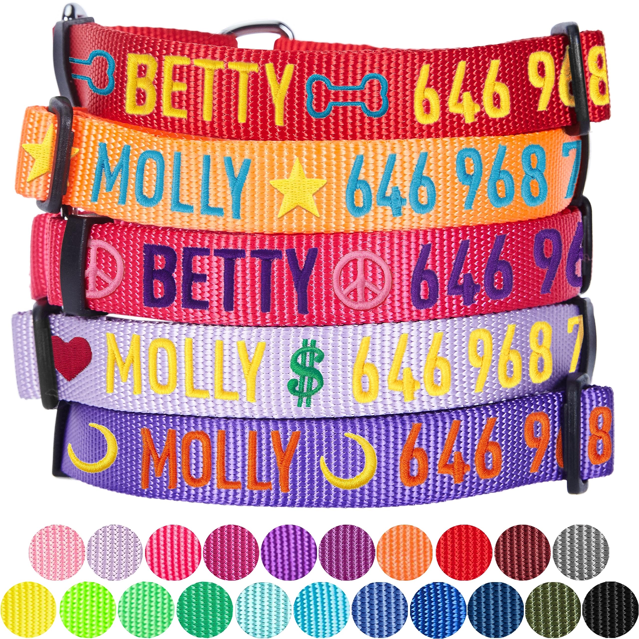 Personalized Martingale Dog Collar with Safety Training - Custom Embroidered Pet Name & Phone Number | Adjustable Lavender Blueberry Pet Collar for Medium Dogs | Perfect for Walks, Training & Identification