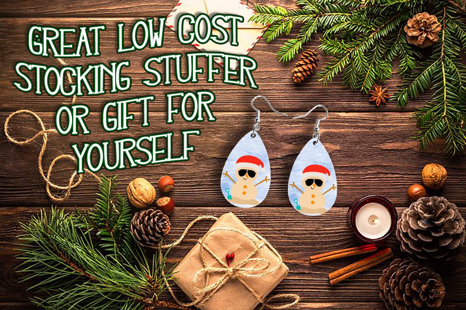 Cute Snowman Dangle Earrings Set - Lightweight Christmas Winter Jewelry for Women - Double Sided Design - Perfect for Holiday Parties & Gift Giving