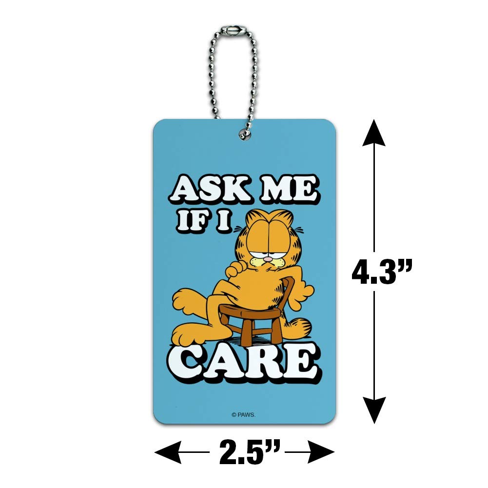 Garfield Ask Me If I Care Luggage Tag - Funny Suitcase ID Tag for Carry-On Bags | Perfect for Travel, Vacation & Airplane Identification