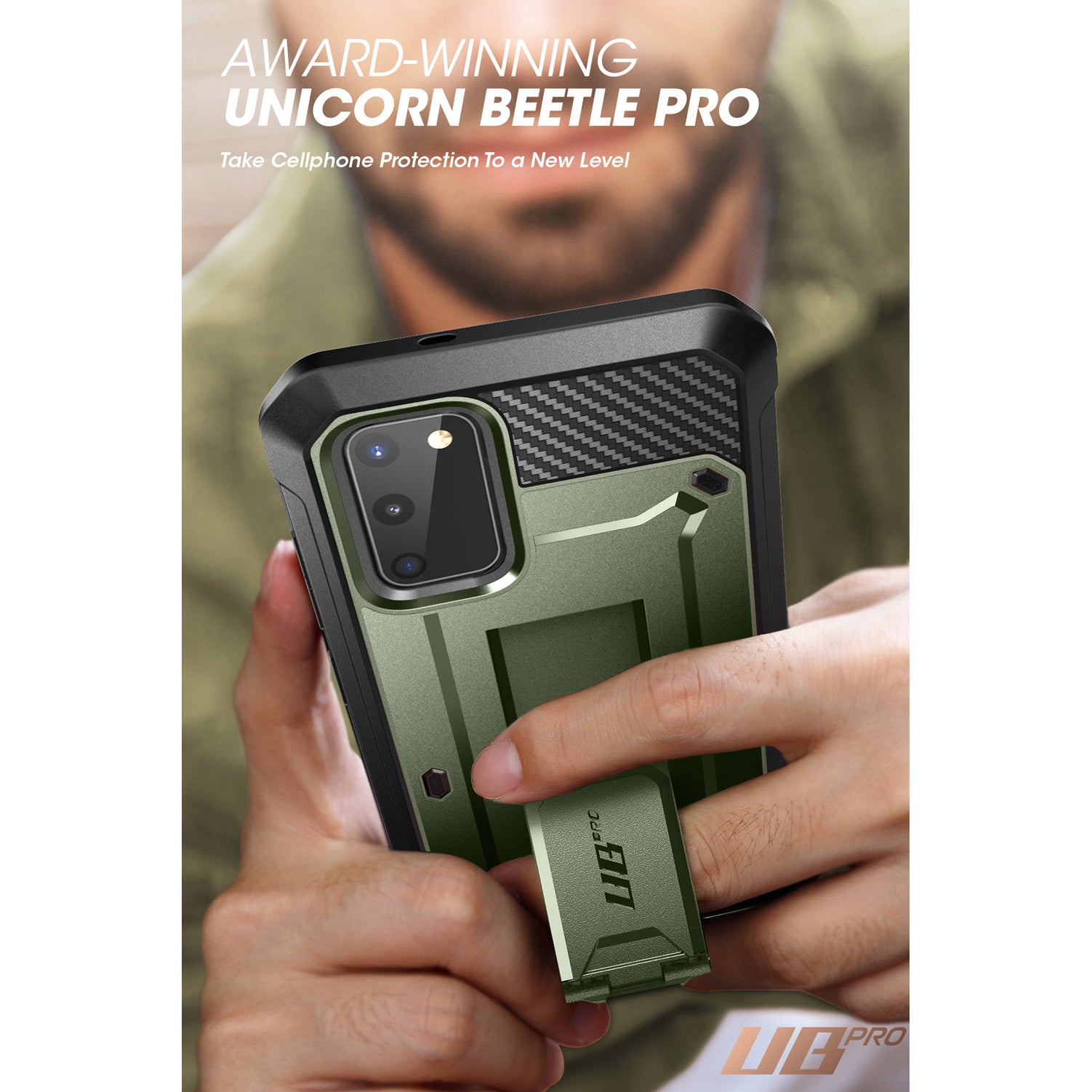 Samsung Galaxy S20 FE Unicorn Beetle Pro Rugged Case - Shockproof Heavy Duty Protective Cover with Built-in Screen Protector (Metallic Green) - Perfect for Outdoor Activities, Construction Work & Extreme Sports