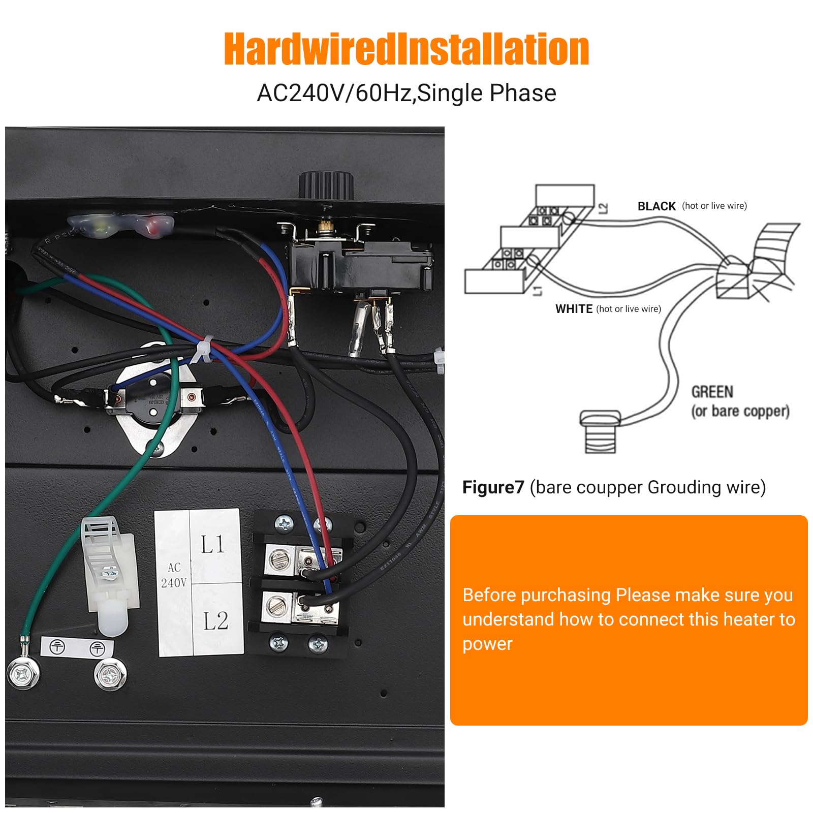 5000W Electric Garage Heater with Fan Forced Heating - 240V Ceiling Mount Shop Heater with Overheat Protection & Thermal Cut-Out Switch - ETL Certified for Workshop, Warehouse & Home Garage Use - Perfect for Winter Heating & DIY Projects