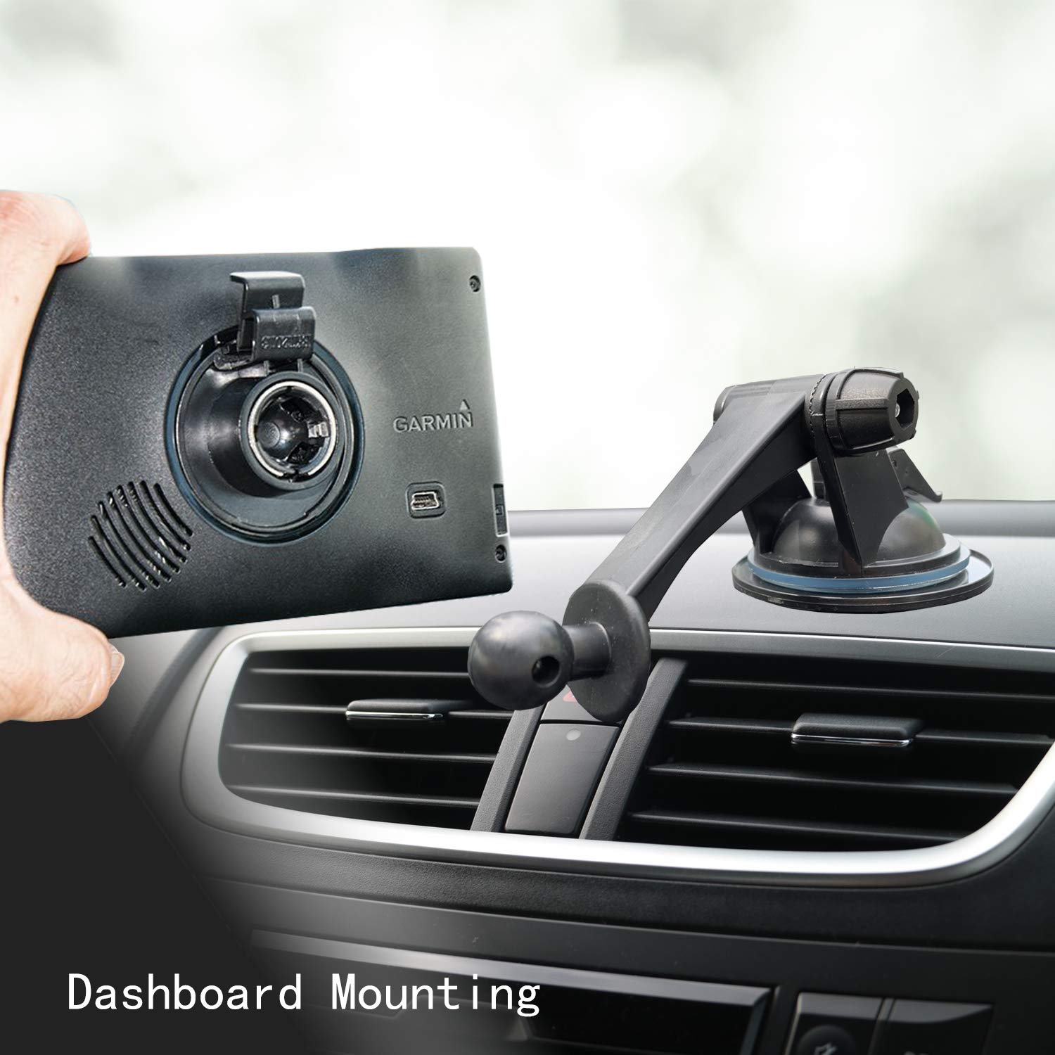Randconcept Universal GPS Mount for Garmin - Dashboard & Windshield Car Holder Compatible with Garmin Nuvi, RV Dezl, DriveSmart, DriveAssist - Perfect for Road Trips, RV Travel & Daily Commuting
