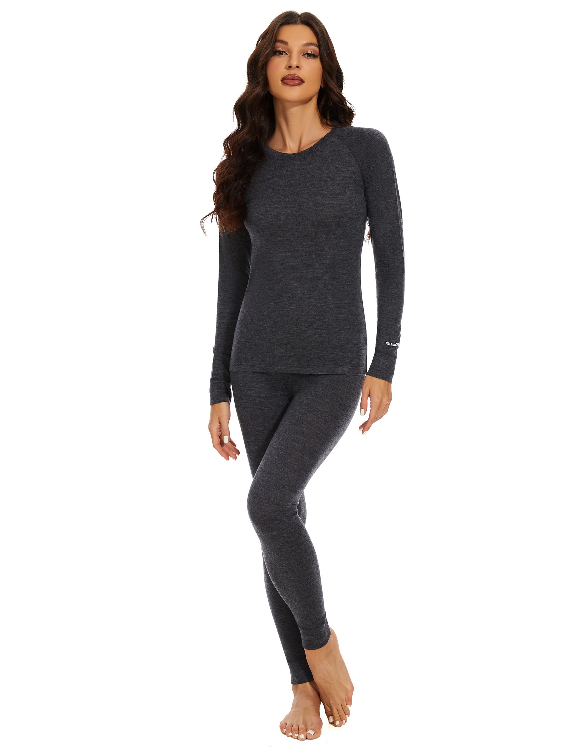 Women's 100% Merino Wool Base Layer Set - Lightweight Thermal Underwear for Skiing, Hiking & Winter Sports - Odor Resistant & Moisture Wicking Activewear for Cold Weather Activities