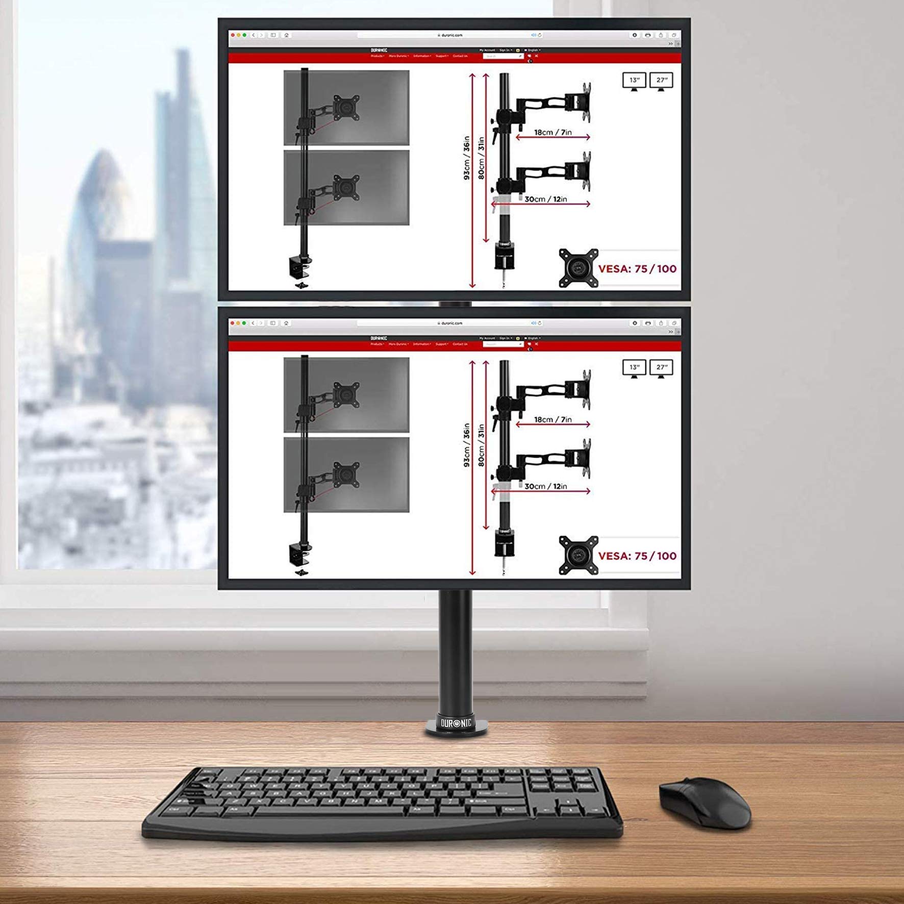 Duronic DM15D2V2 Dual Monitor Stand for 13-32