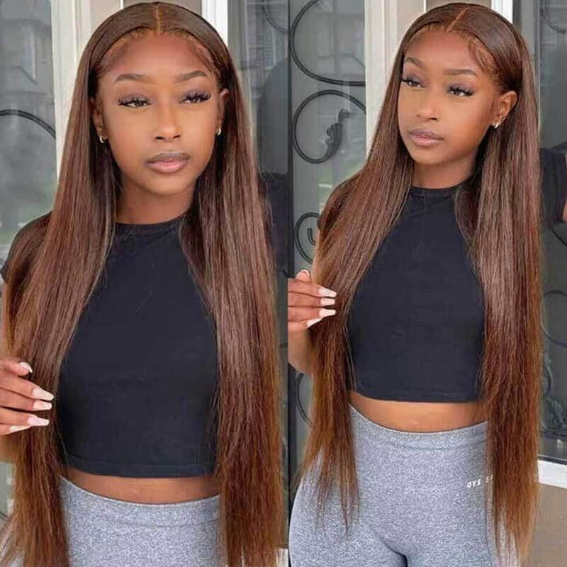 Eullair Perfect Chocolate Brown Lace Frontal Human Hair Wig - Natural Looking 13x4 HD Lace Wig for Black Women | TikTok Viral Hairpiece for Everyday Wear & Special Occasions