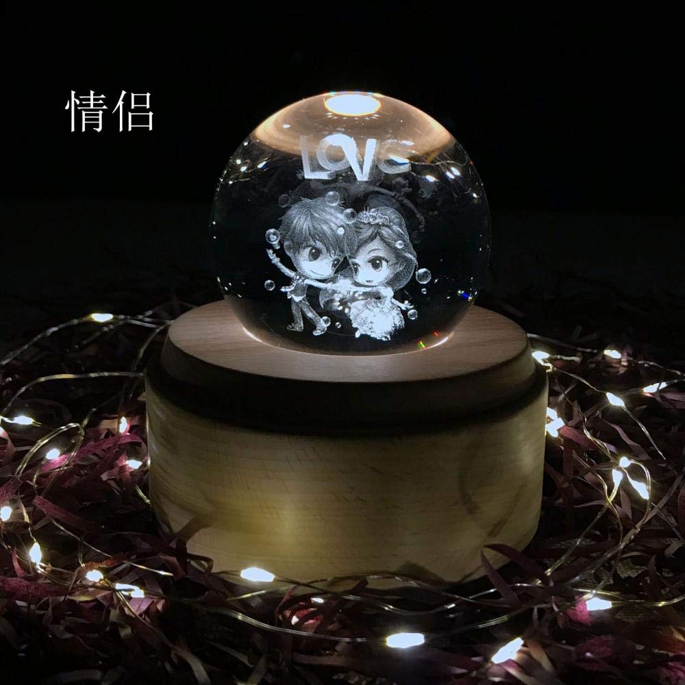 Wooden Music Box with Transparent Crystal Ball - Bluetooth Audio & Romantic Gift for Couples - Perfect for Thanksgiving, Christmas, Anniversaries & Special Occasions