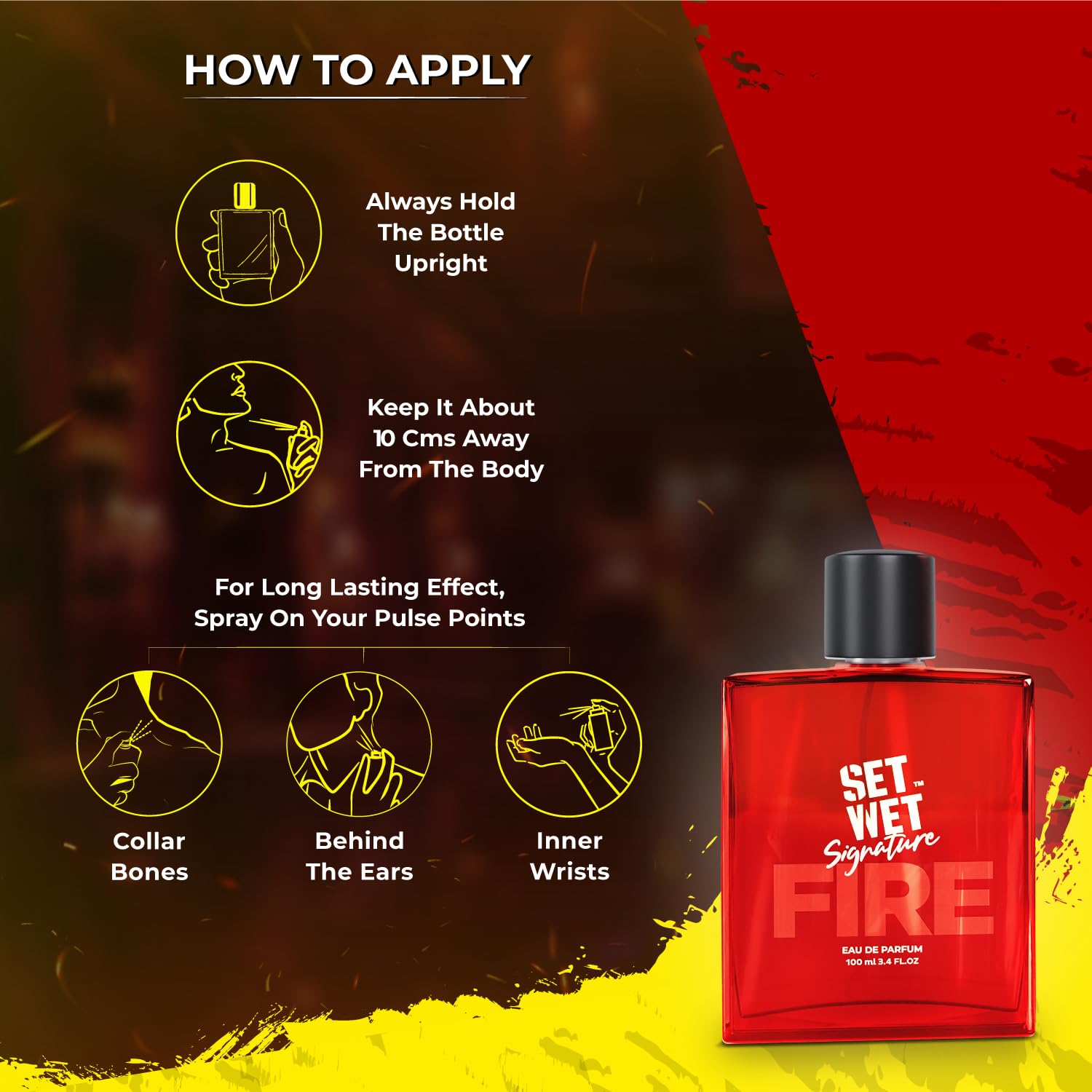 Set Wet Fire Perfume for Men - 100ml Long Lasting Woody Cologne | Best Men's Fragrance Gift for Date Night & Special Occasions | Day & Night Wear | Office, Dinner & Romantic Events