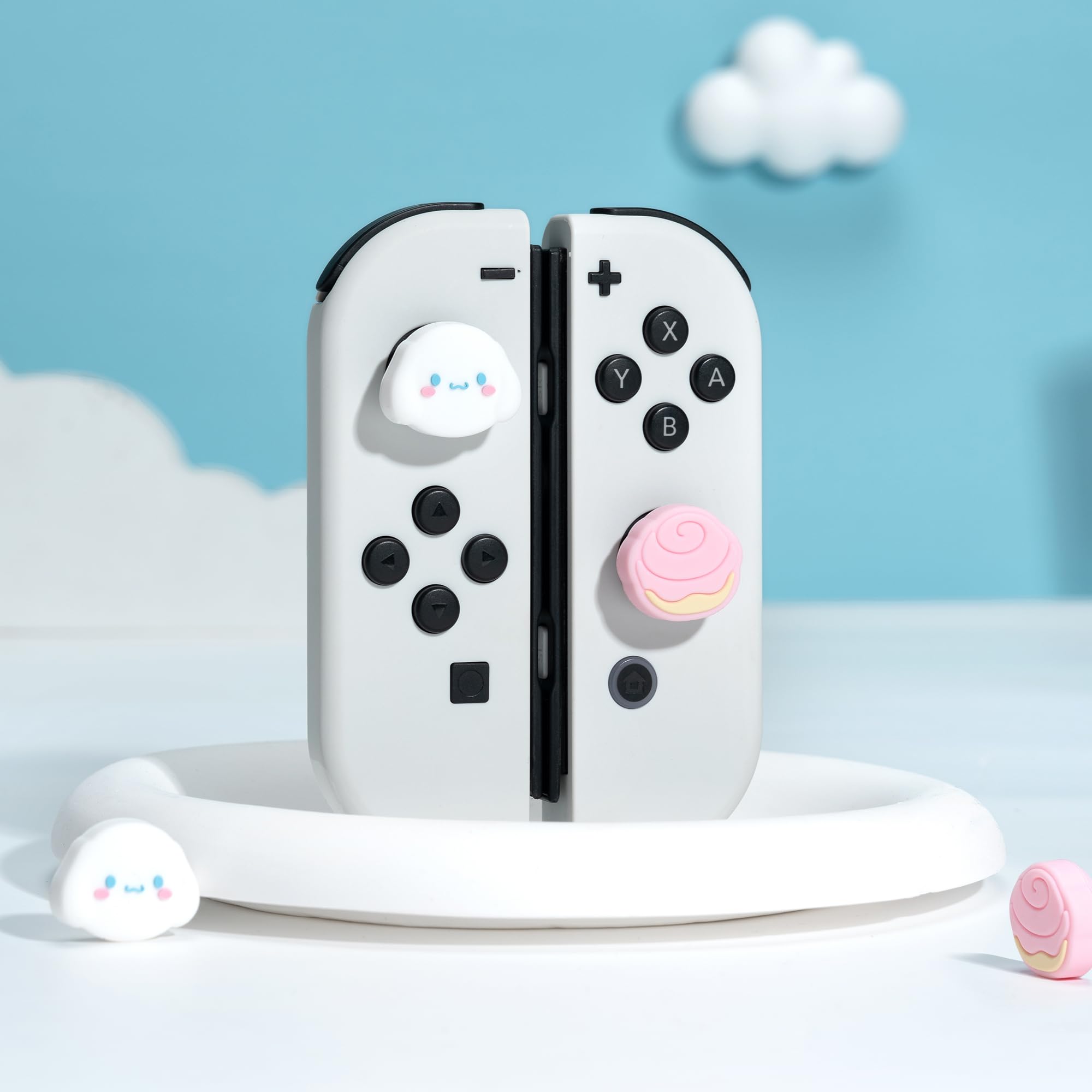 Yocore Soft Silicone Thumb Grips - Cute Thumb Grip Caps for Nintendo Switch/OLED/Switch Lite - Analog Stick Covers (4-Pack) - Perfect for Gaming Comfort & Enhanced Control