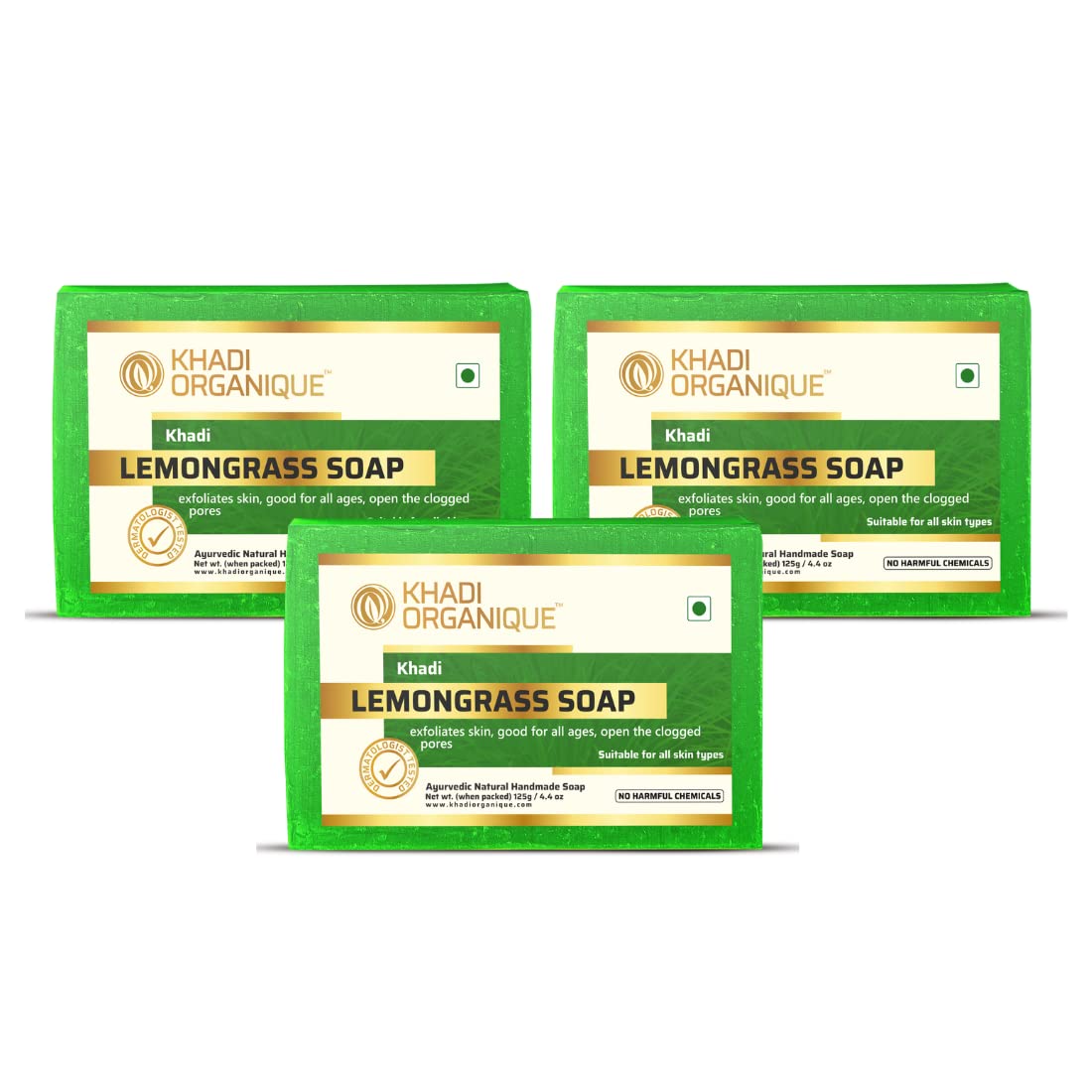 Organic Handmade Lemongrass Soap with Essential Oils - Pack of 3 | Natural, Vegan & Chemical-Free | Perfect for Sensitive Skin, Aromatherapy & Gift Giving