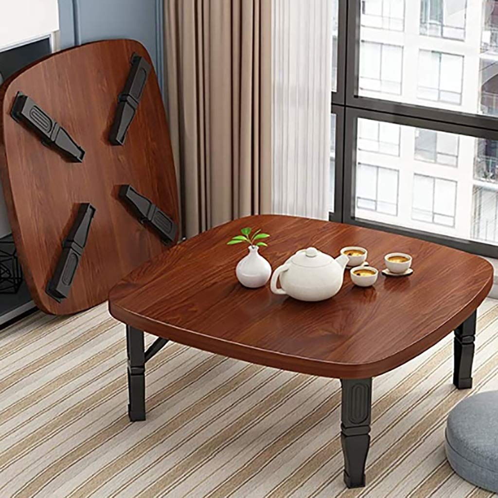 Foldable Square Dining Table - Japanese Low Study Desk for Small Spaces, Tatami Bedroom, Bay Window & Tea Room - 7 Color Options (70×70×35cm) | Perfect for Compact Living, Meditation & Home Office Workspace