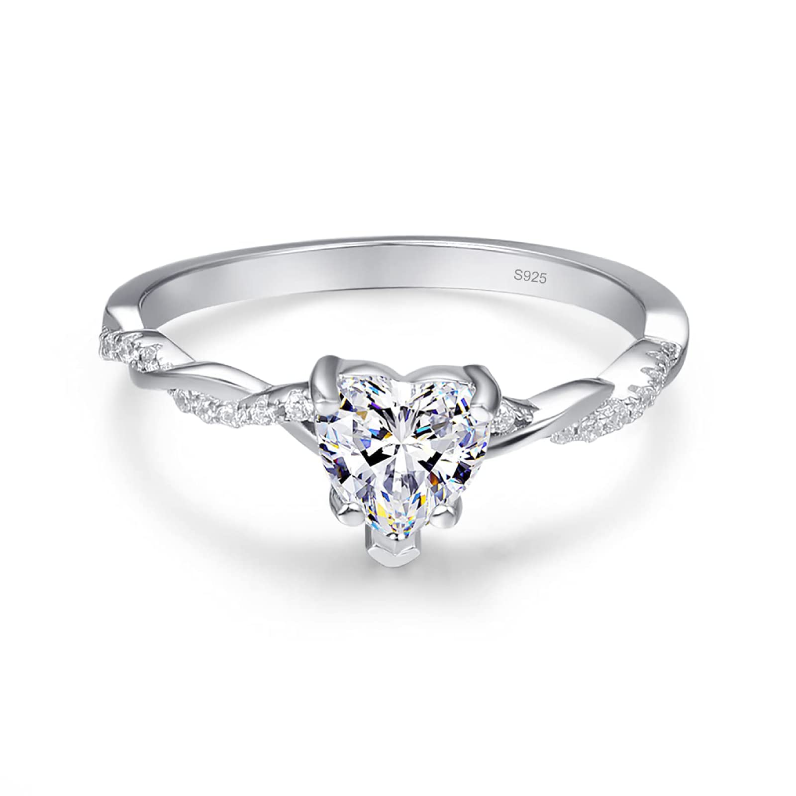 1.25ct Heart Shaped Cubic Zirconia Ring for Women - 925 Sterling Silver Promise & Engagement Ring, Size 5-10 | Perfect for Valentine's Day, Anniversary Gifts & Romantic Proposals