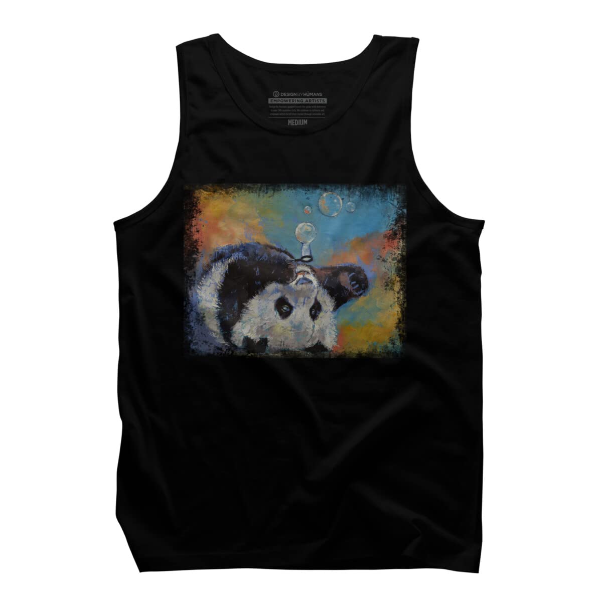 Design By Humans Men's Blowing Bubbles Graphic Tank Top - Soft Cotton Crew Neck Tee for Casual Wear, Summer Outfits & Street Style Fashion
