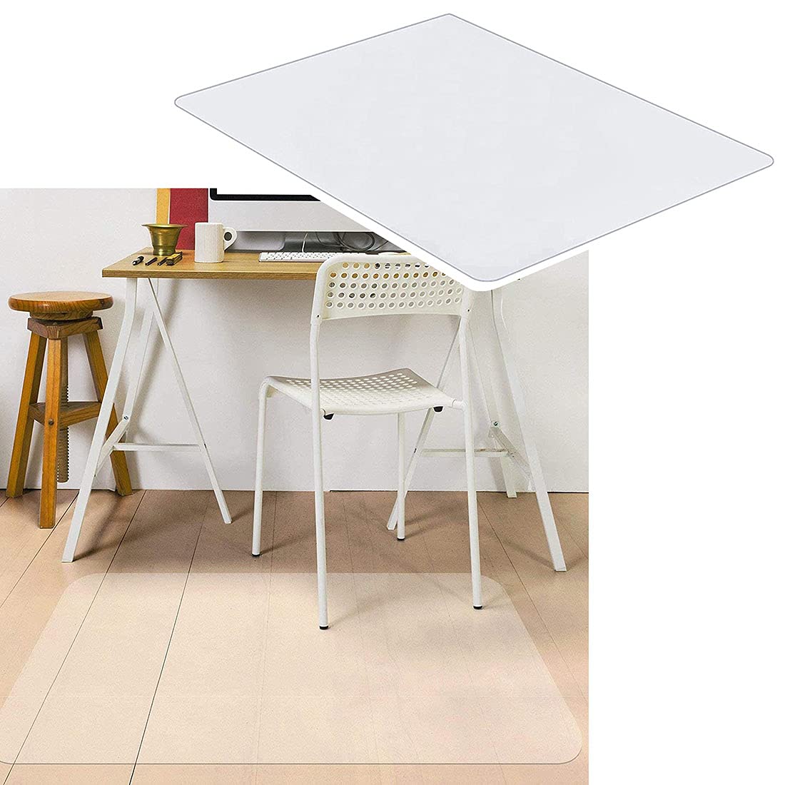 1mm Thick Transparent PVC Office Chair Mat - Non-Slip Floor Protector for Hardwood & Carpet - Waterproof Desk Tablecloth Pad for Home Office & Workspace - Perfect for Rolling Chairs, Computer Desks & High Traffic Areas
