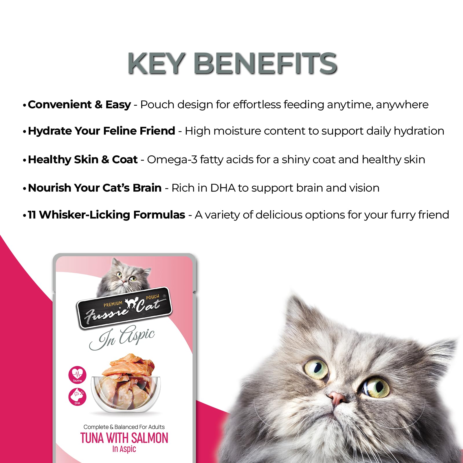 Premium Fussie Cat Tuna with Salmon in Aspic - Grain-Free Wet Cat Food for Adult & Senior Cats - High Protein, Natural Ingredients - Perfect for Picky Eaters & Special Occasions