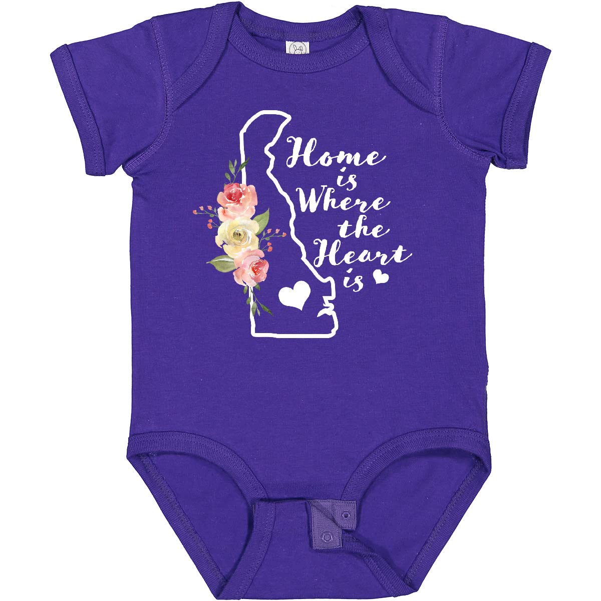 Inktastic Delaware Home is Where The Heart is Watercolor Baby Bodysuit - Soft Cotton Onesie for Newborns & Infants, Perfect for Family Photos, Holidays & Everyday Wear
