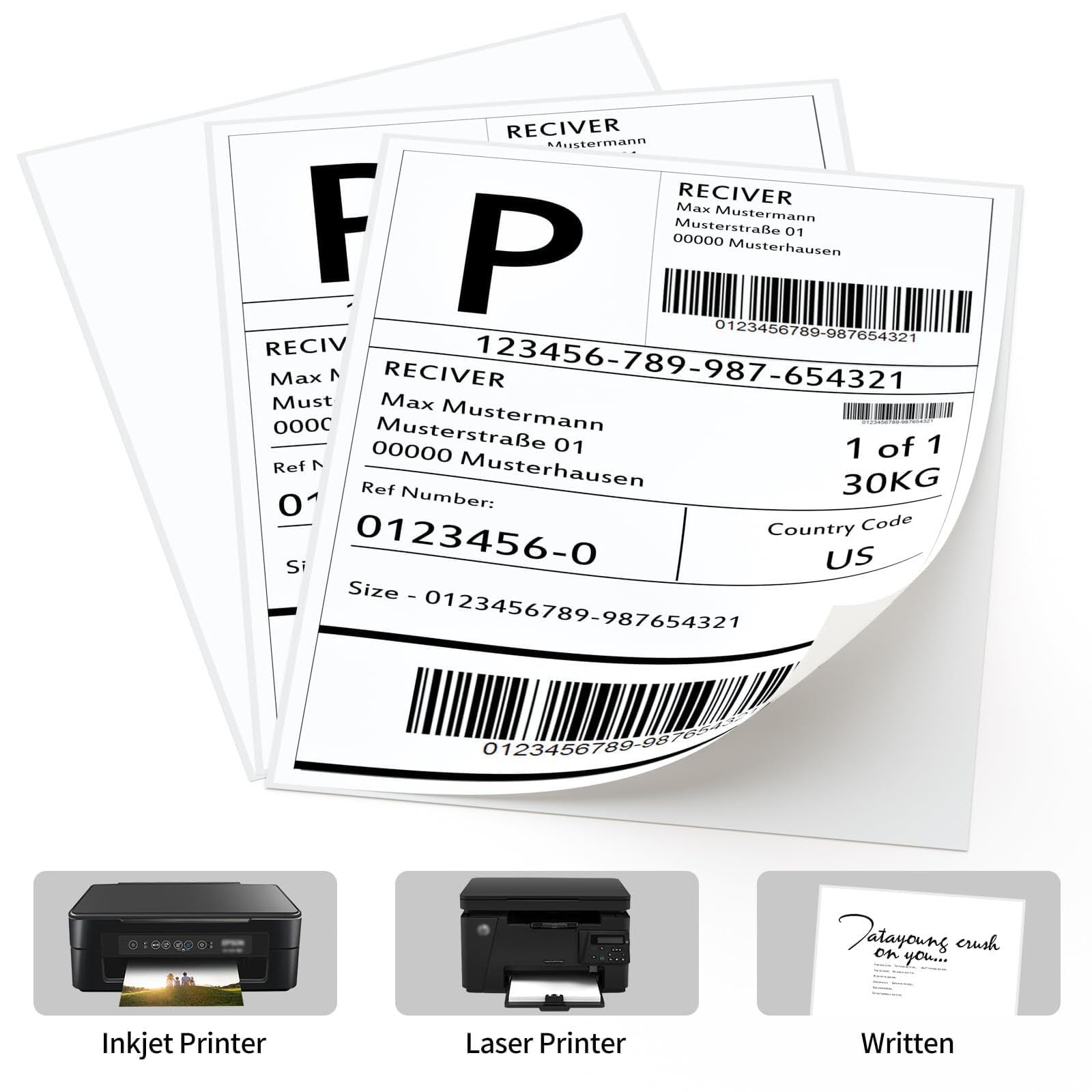 8.5 x 11 Inch Printable Sticker Paper for Inkjet & Laser Printers - 2000 Sheets Full Sheet Shipping Labels, White Matte Self-Adhesive Paper - Perfect for Mailing Labels, Product Packaging & DIY Crafts